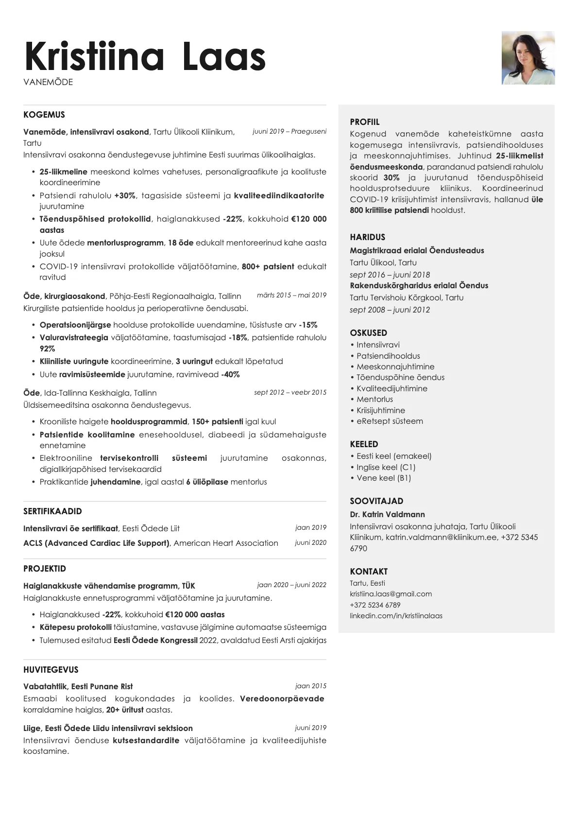 Bronze Photo resume template preview