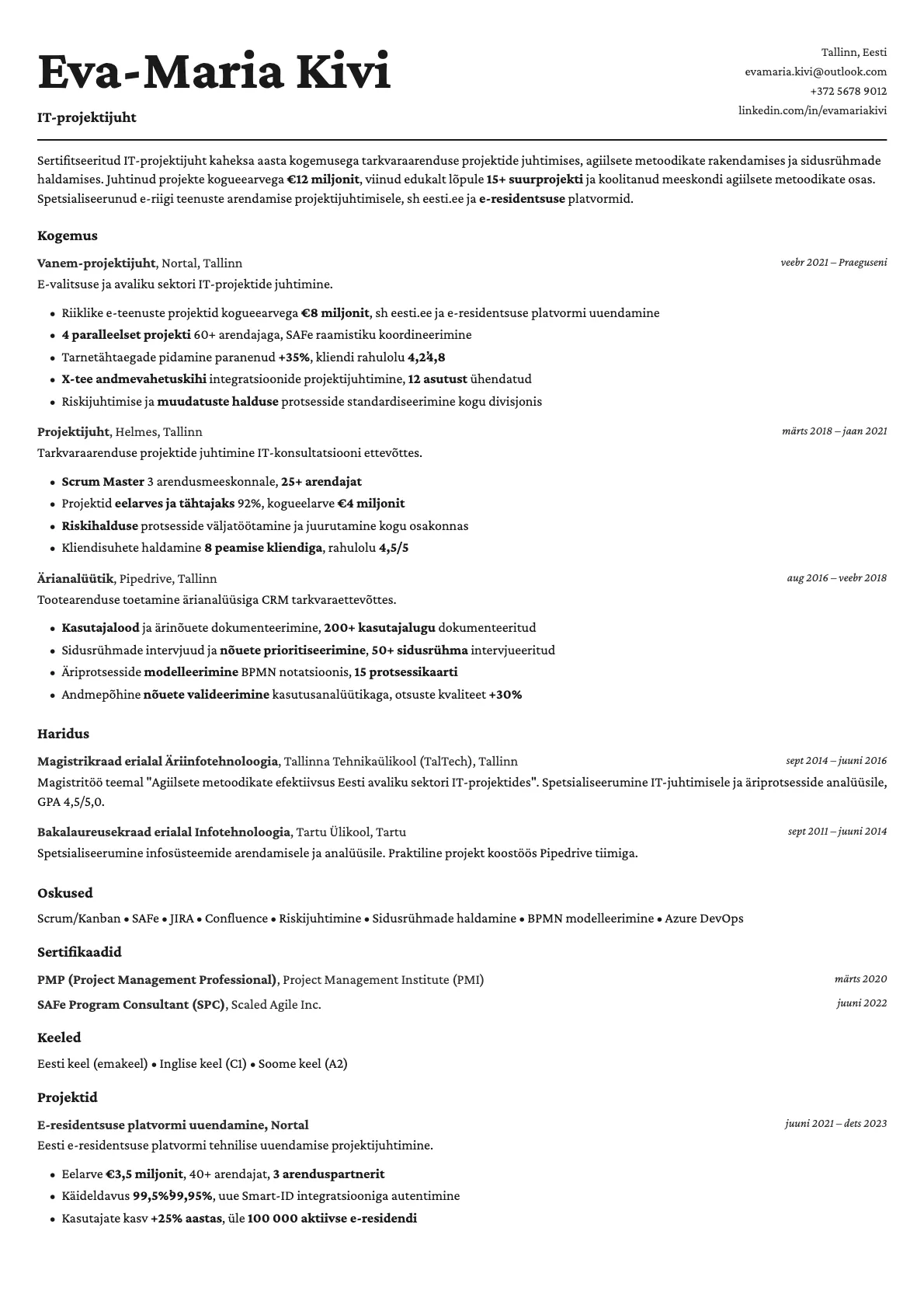 Cobalt resume template preview