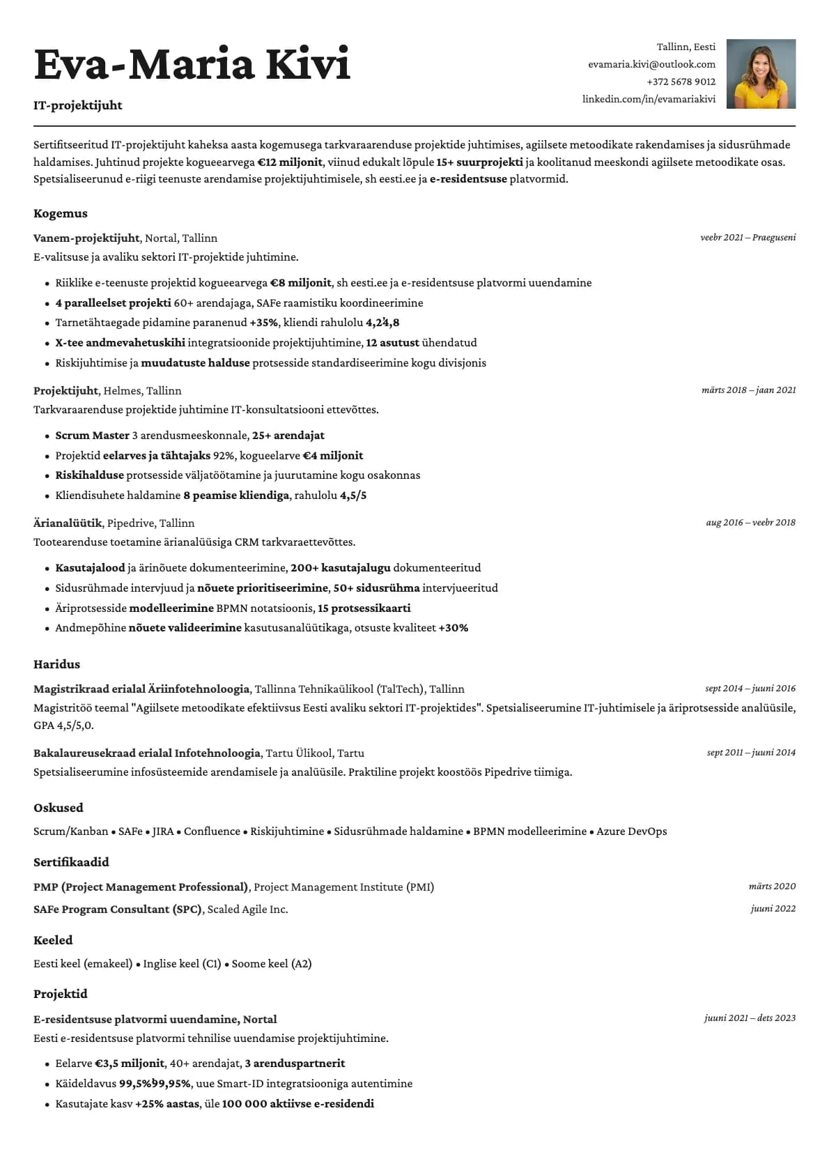Cobalt Photo resume template preview