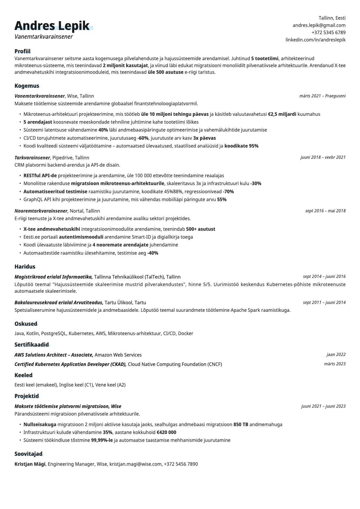 Copper resume template preview