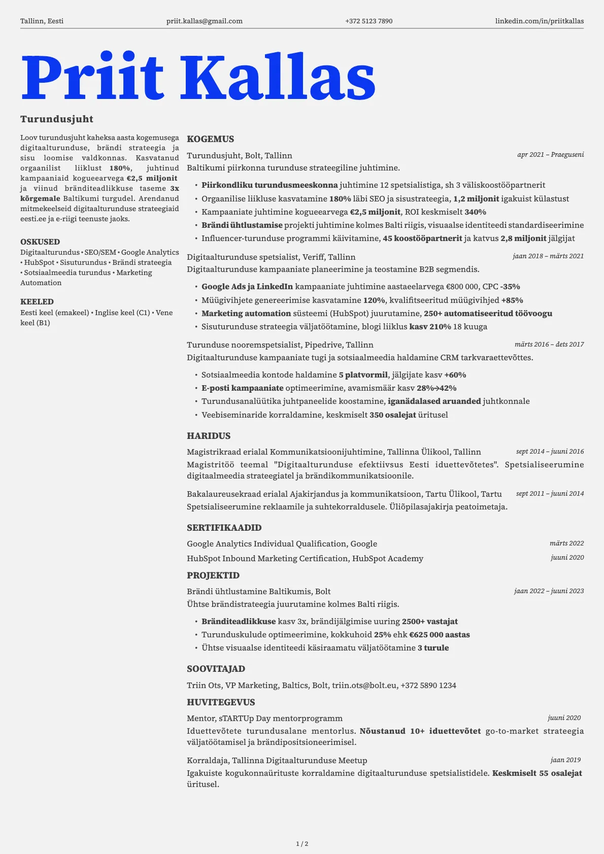Fern resume template preview