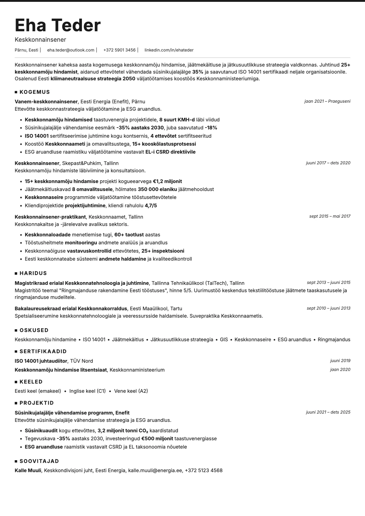 Graphite resume template preview