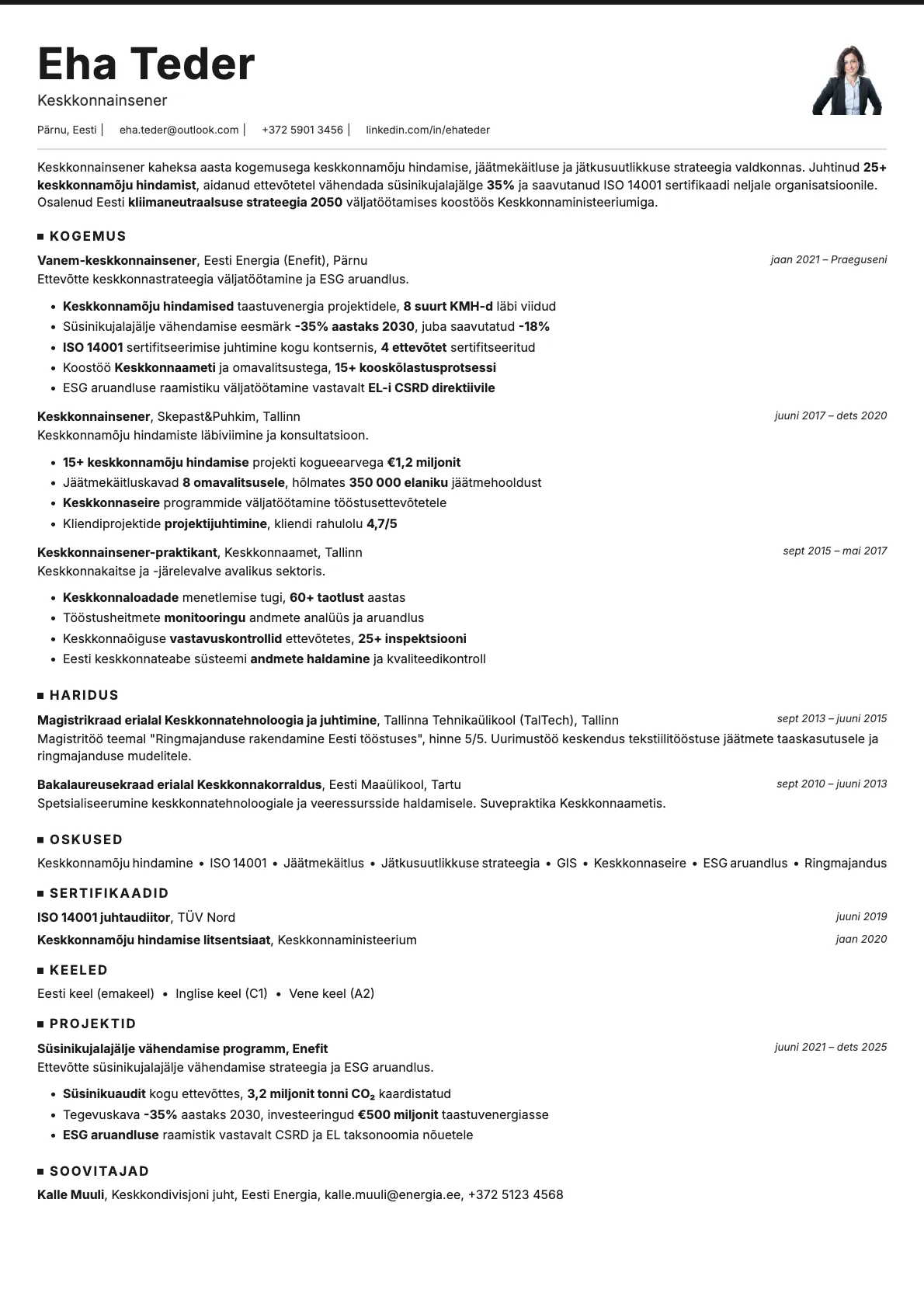 Graphite Photo resume template preview