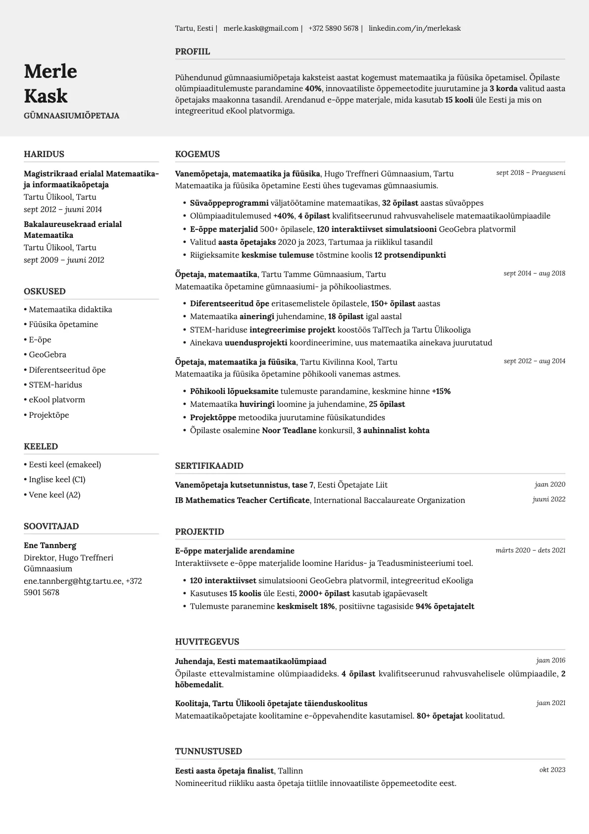 Limestone resume template preview