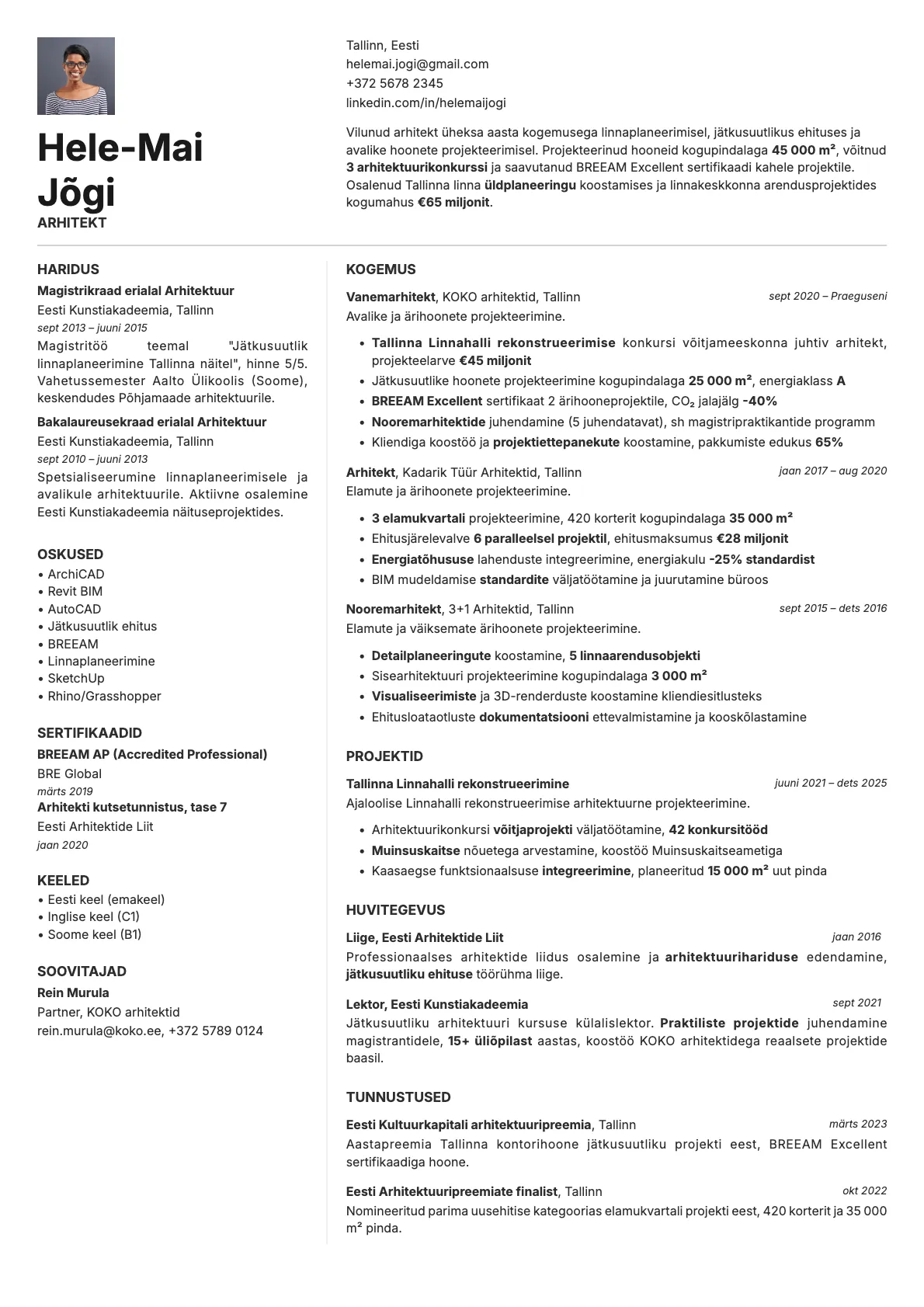 Obsidian Photo resume template preview