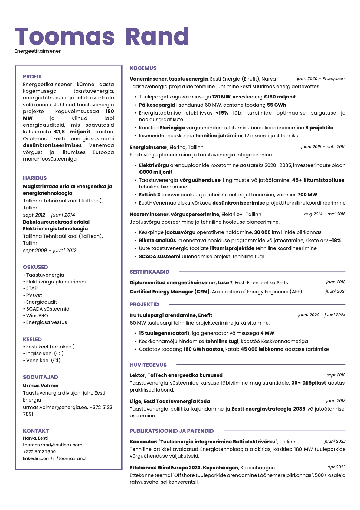 Opal resume template preview