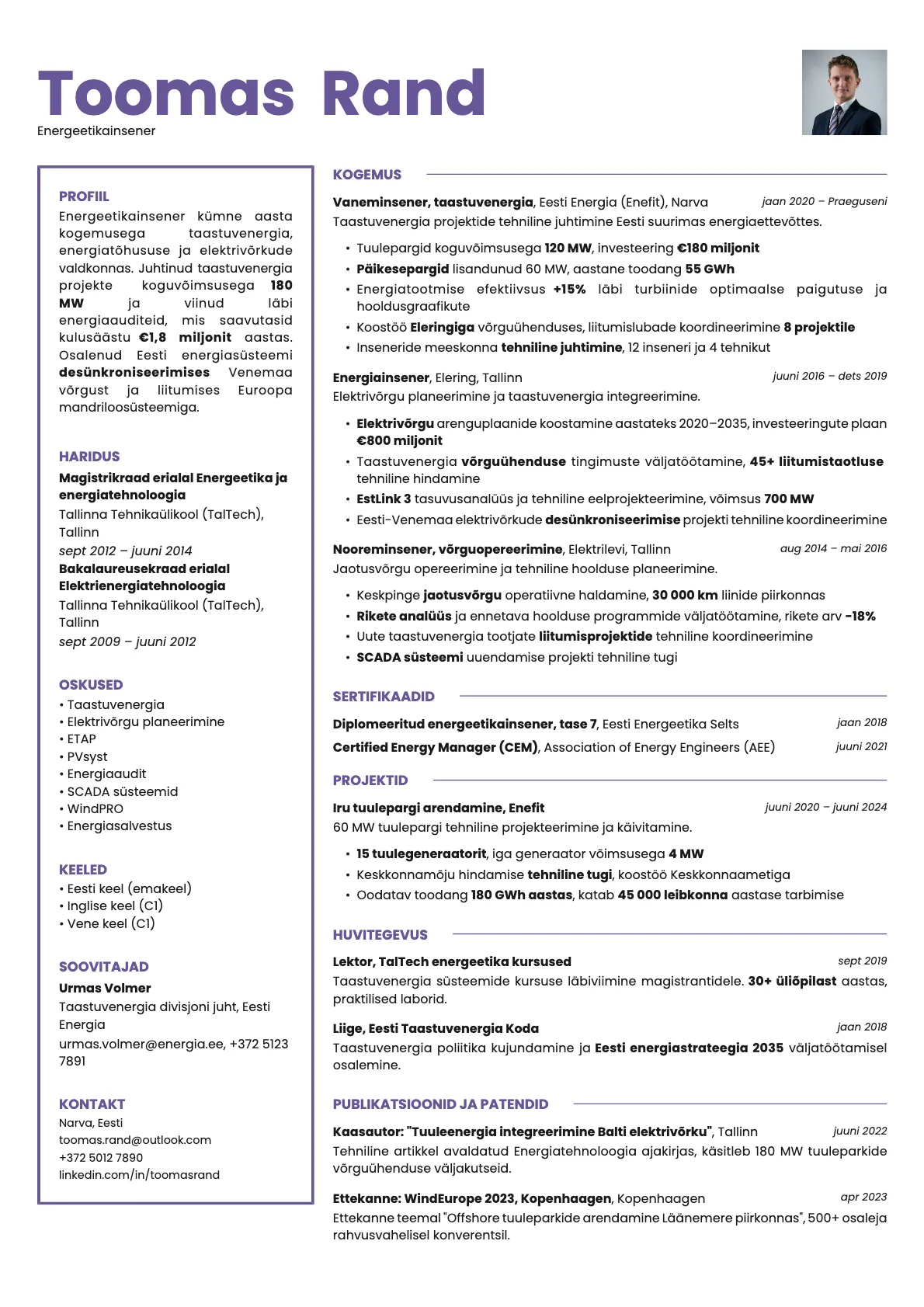 Opal Photo resume template preview