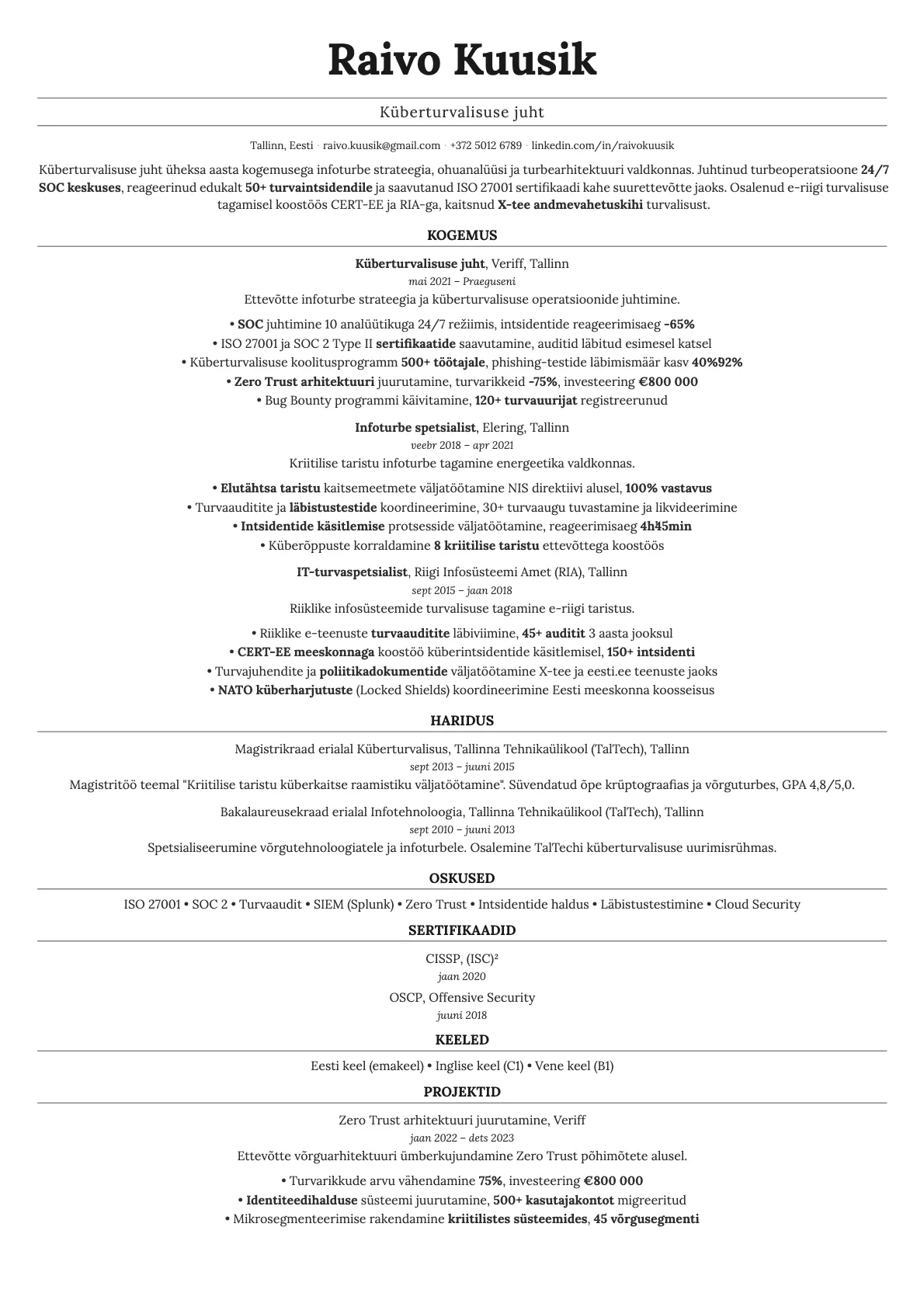 Quartz resume template preview