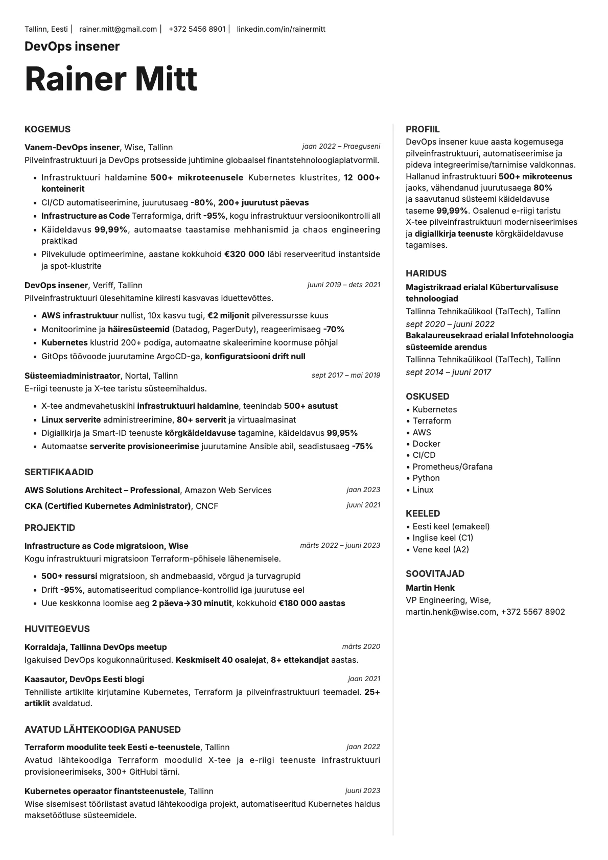 Sapphire resume template preview