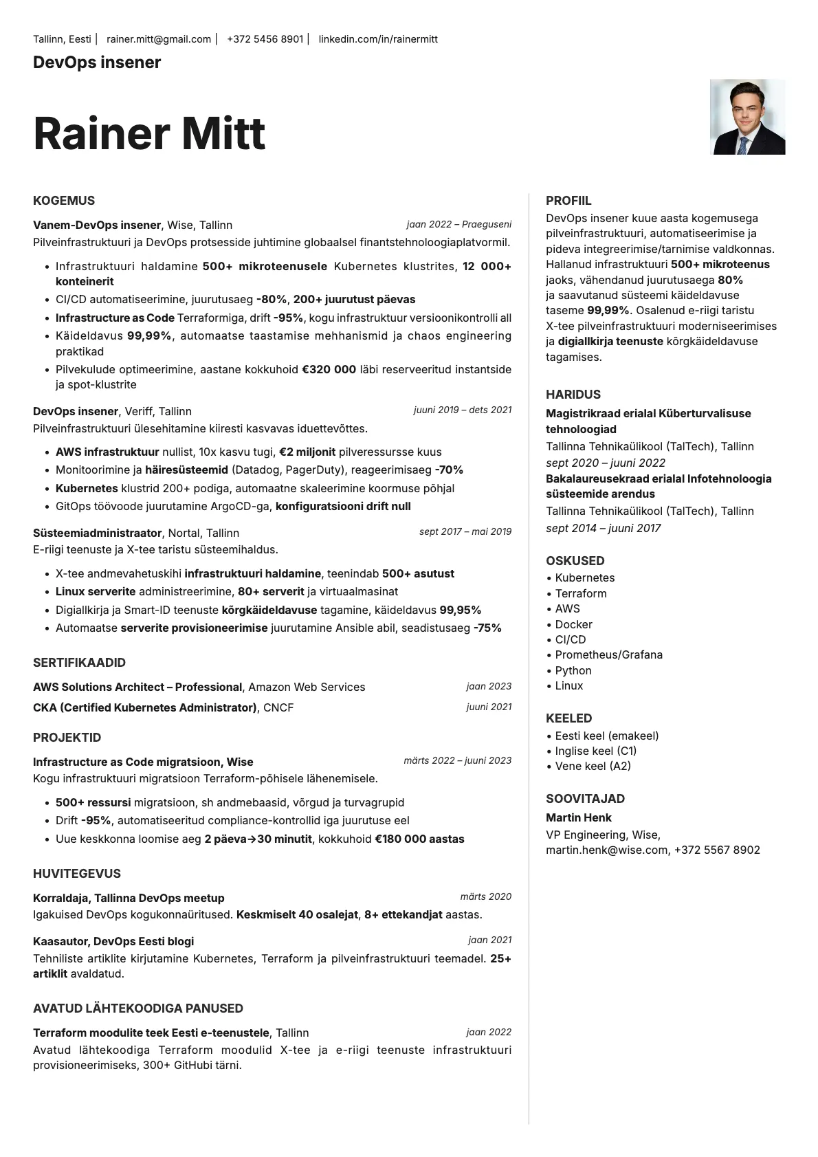 Sapphire Photo resume template preview