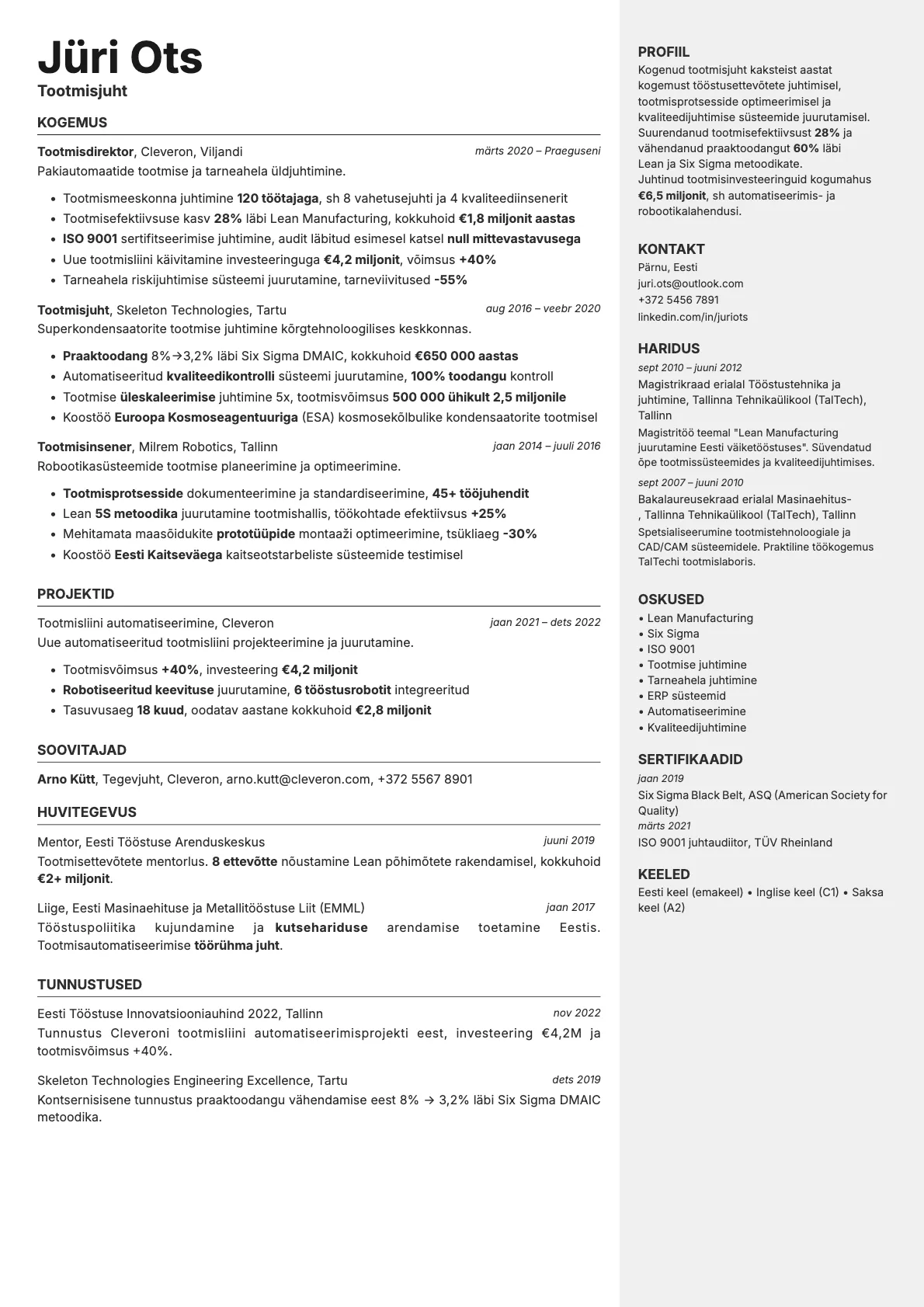 Vanta resume template preview