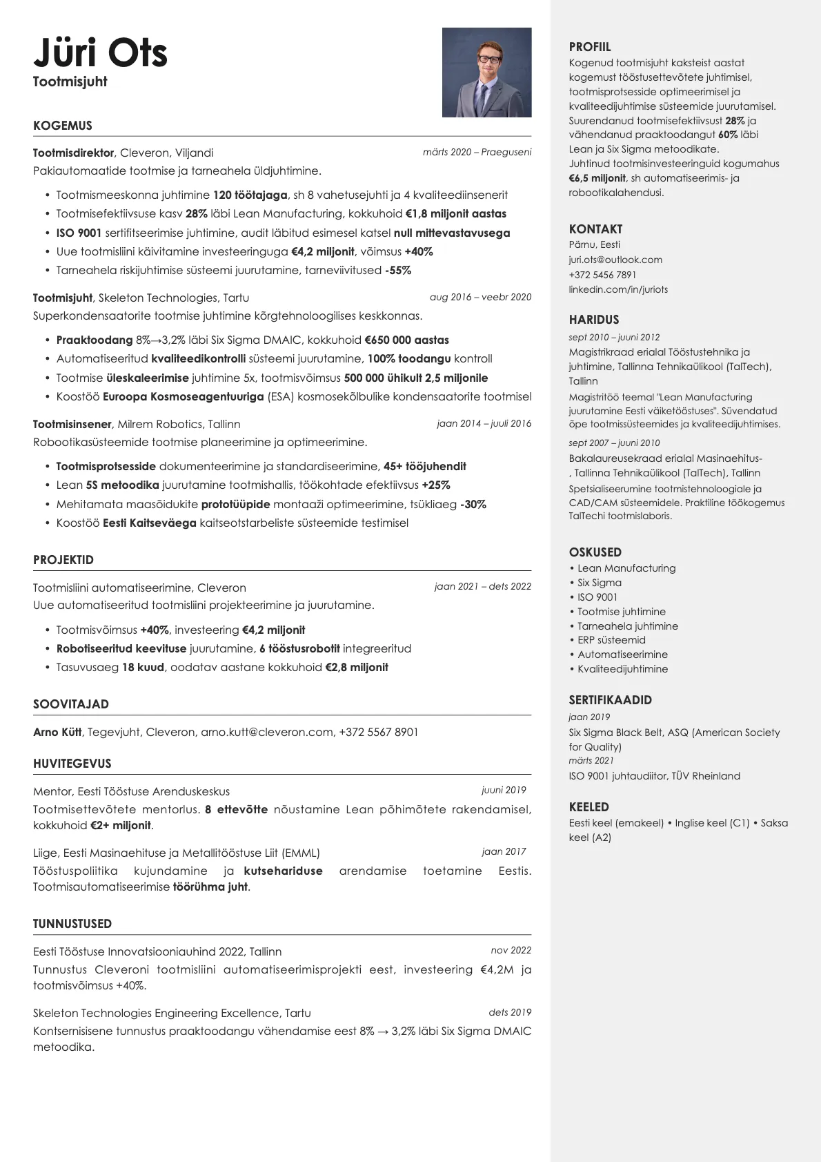 Vanta Photo resume template preview