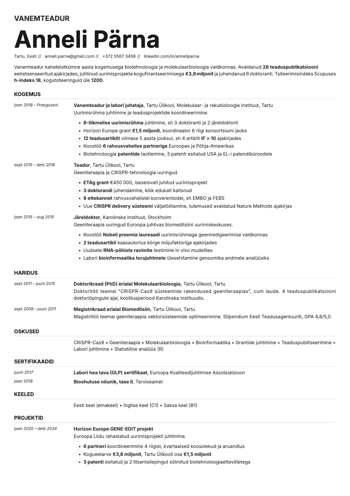 Zinc resume template preview