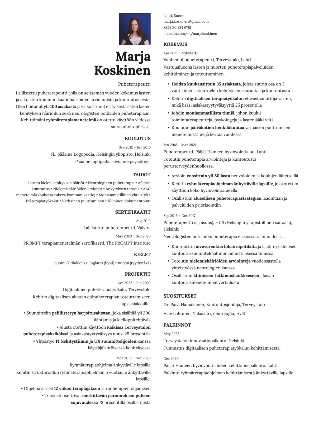 Amber Photo resume template preview