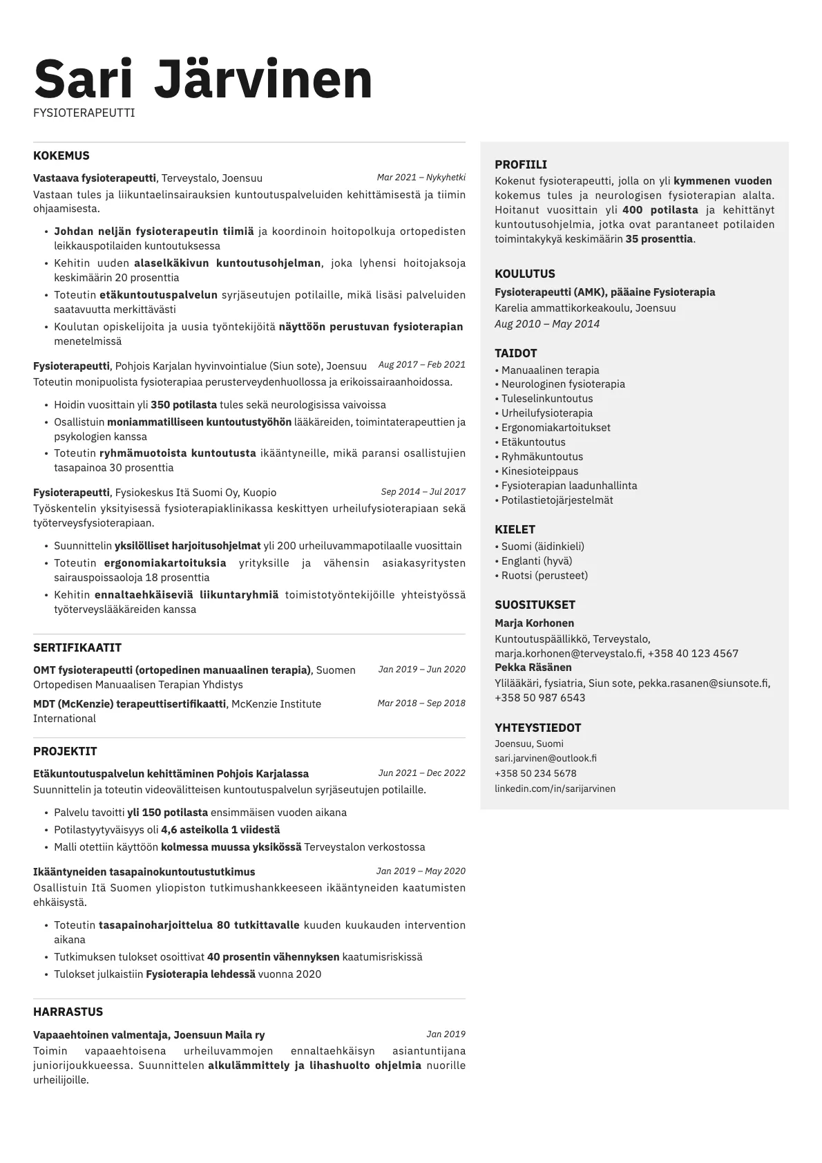 Bronze resume template preview