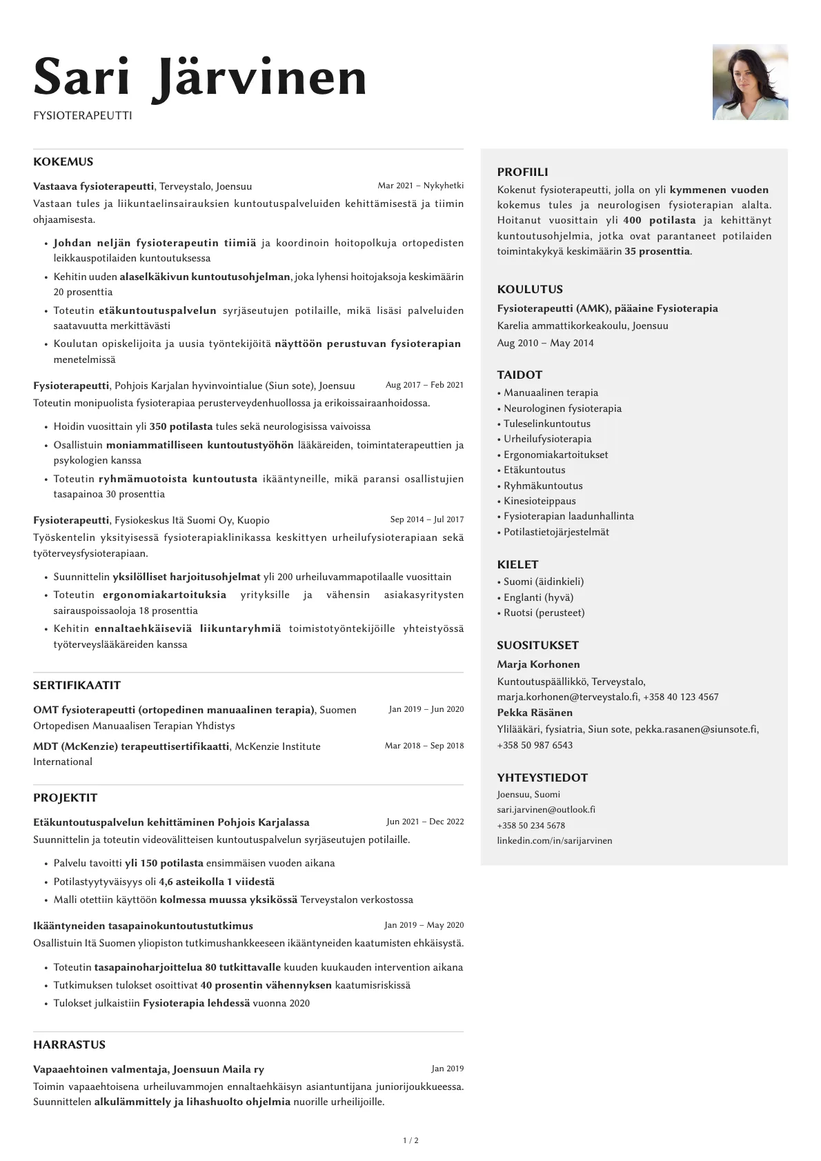 Bronze Photo resume template preview