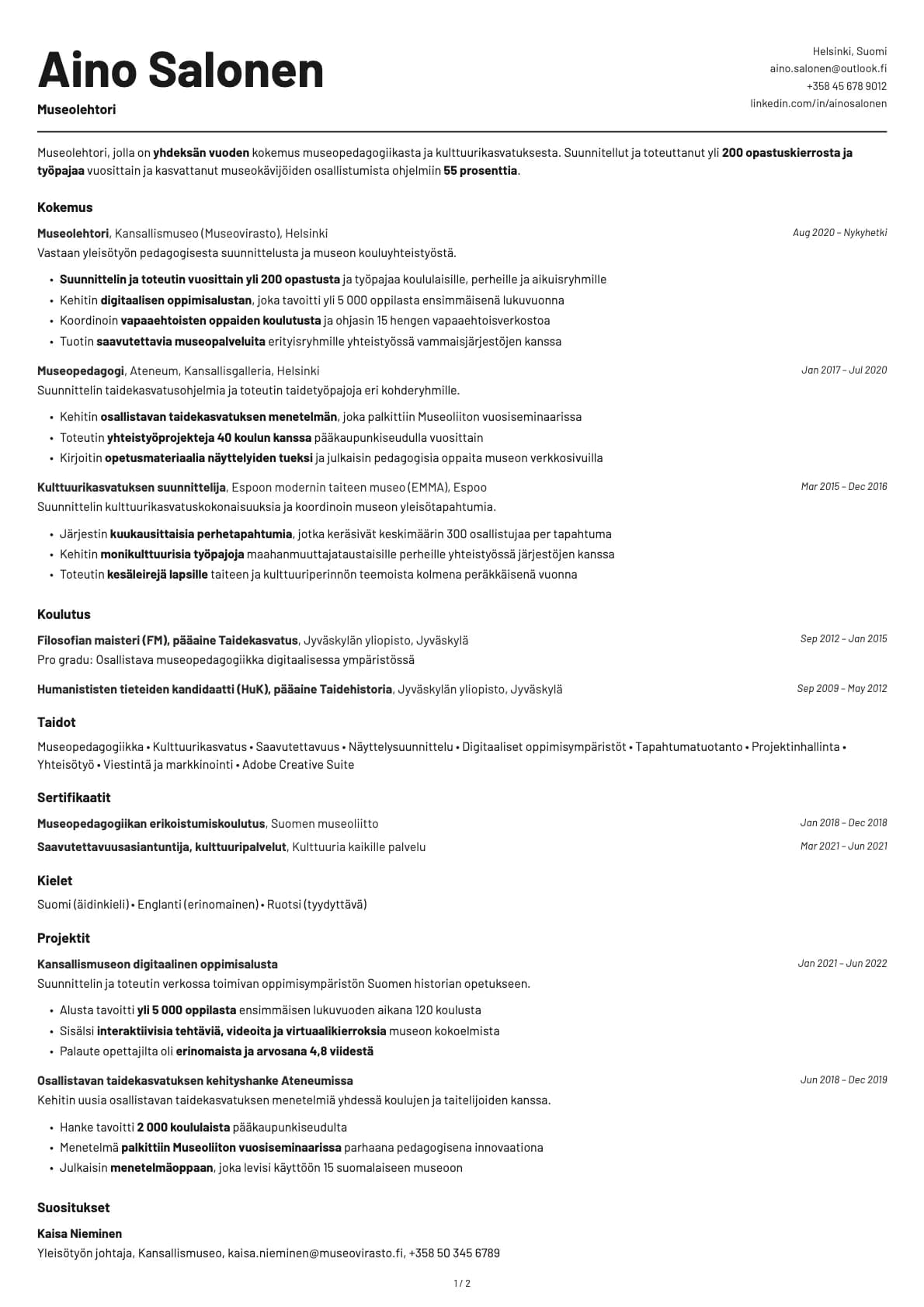 Cobalt resume template preview