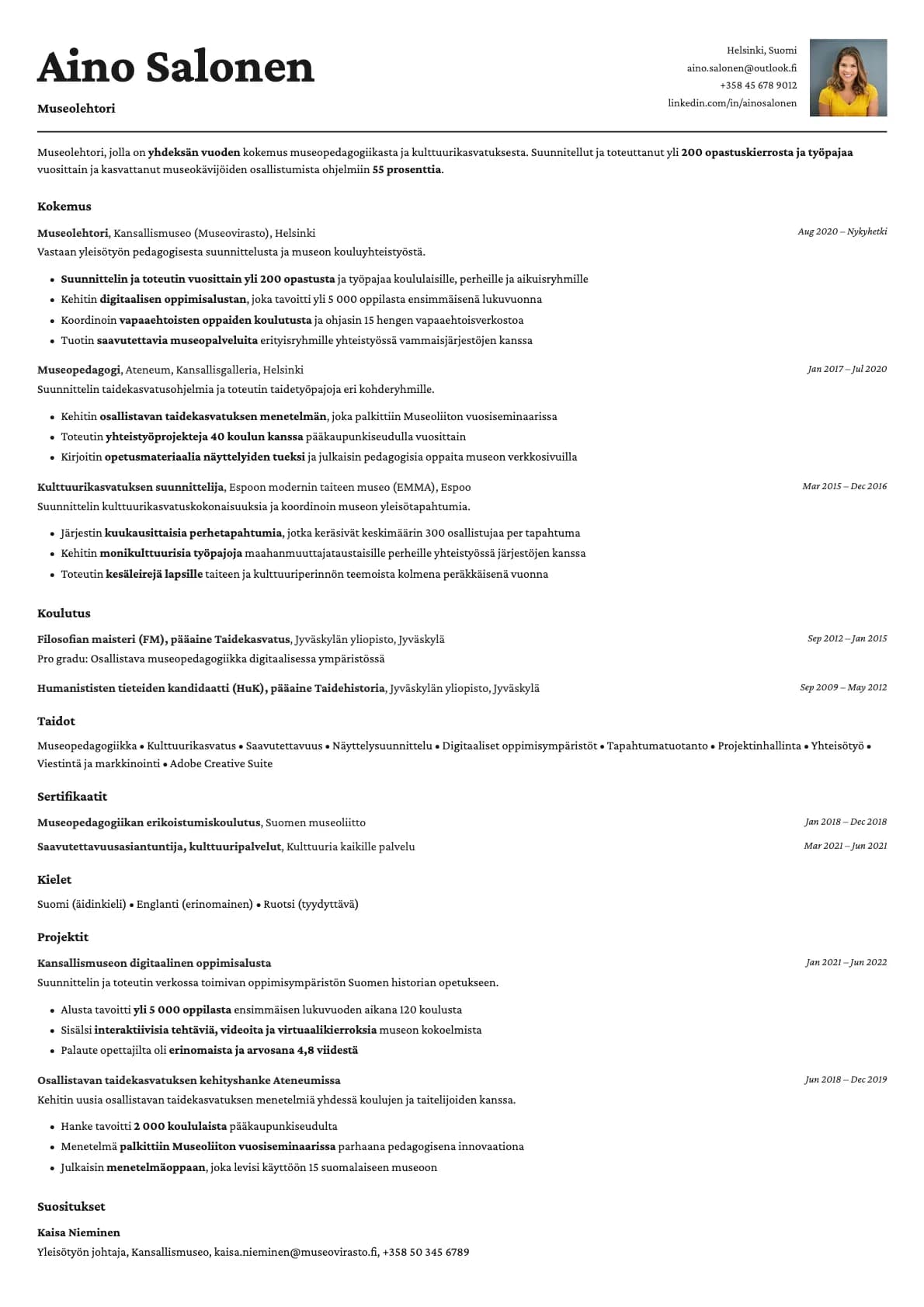 Cobalt Photo resume template preview