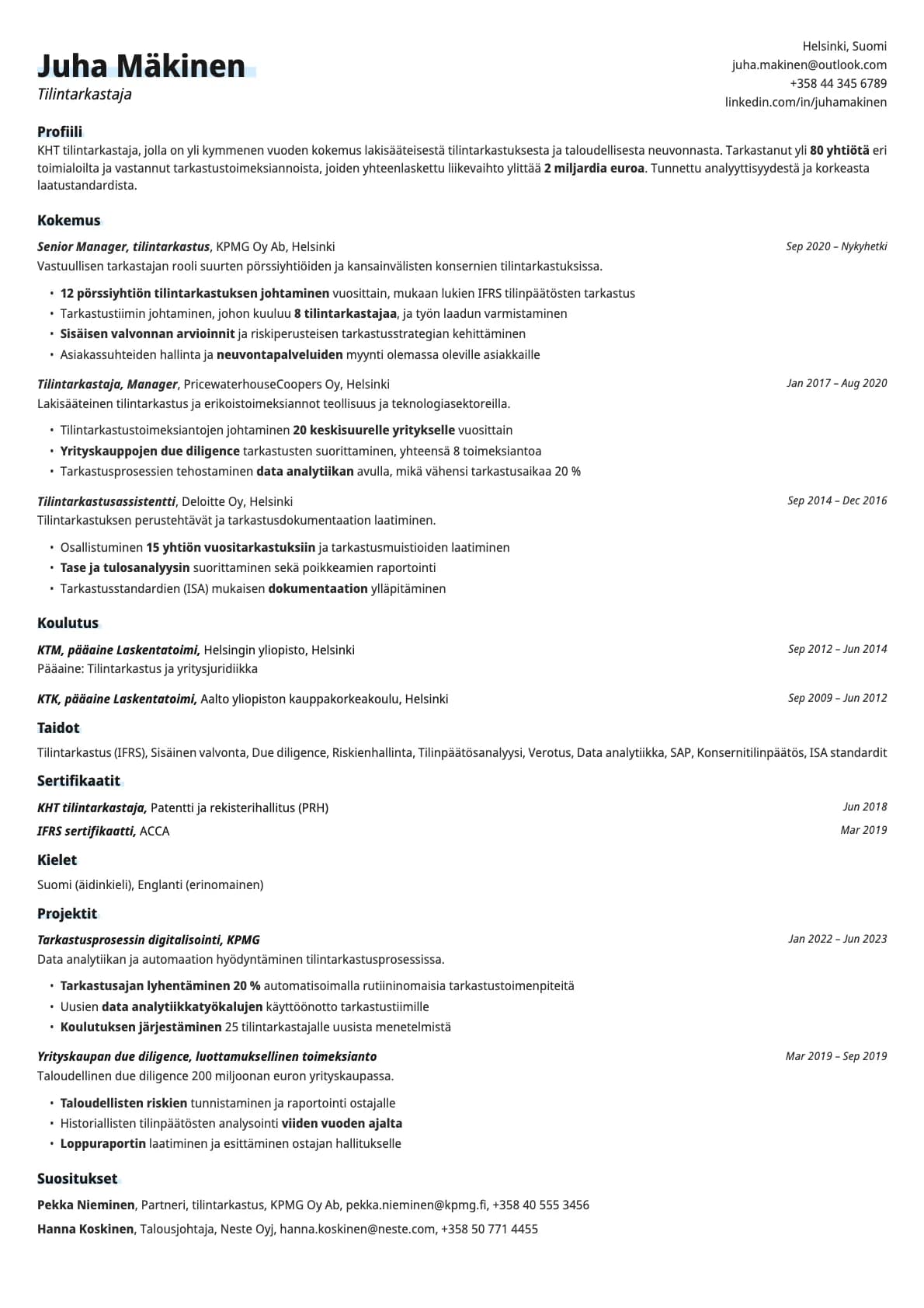 Copper resume template preview