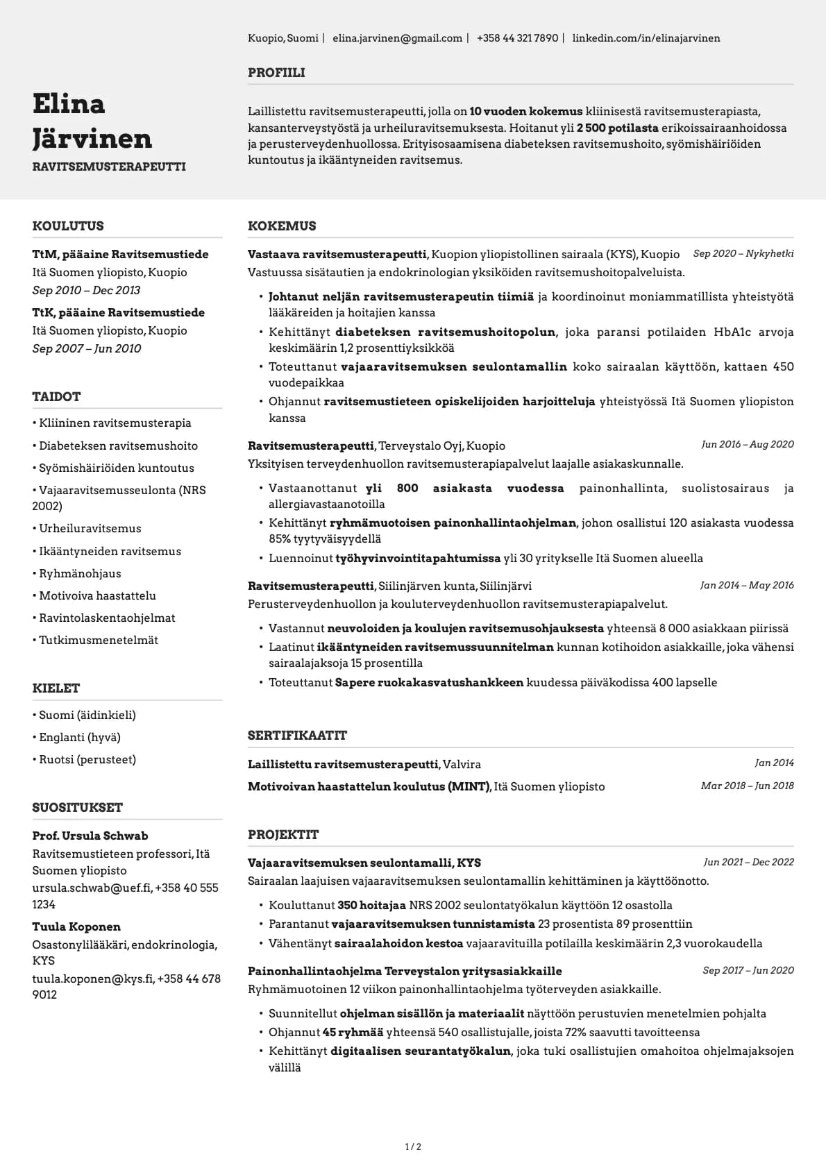 Limestone resume template preview