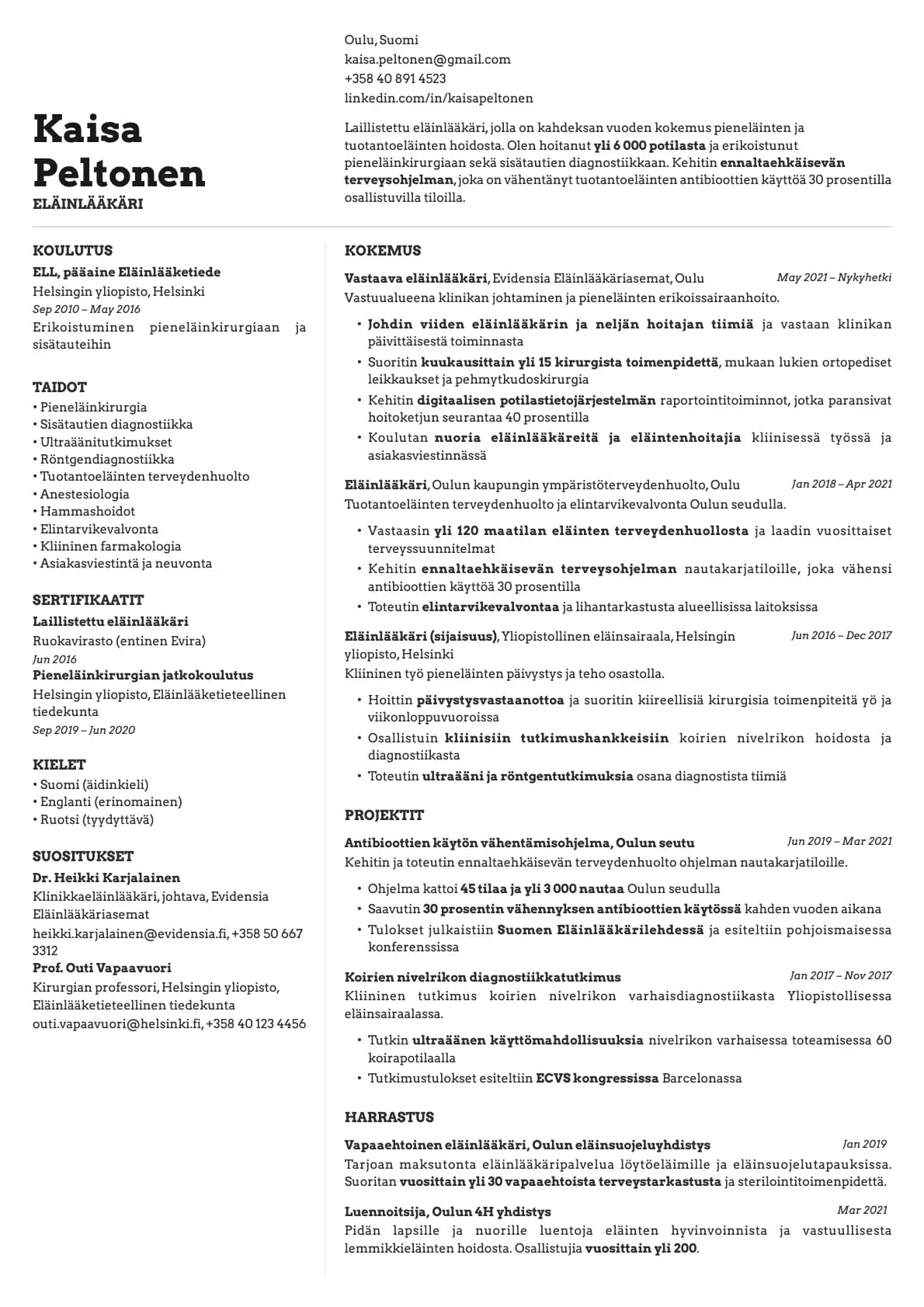 Obsidian resume template preview