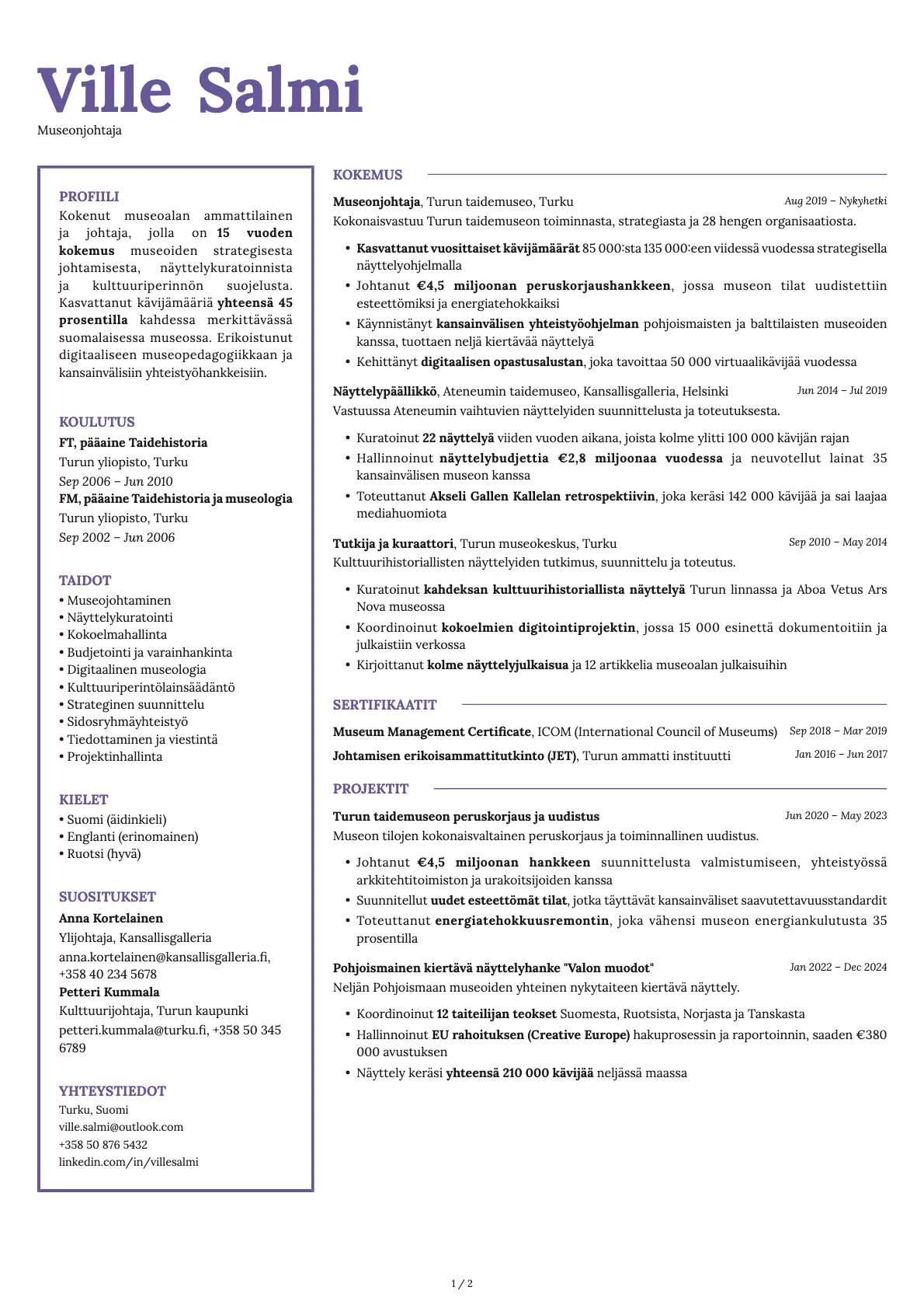 Opal resume template preview