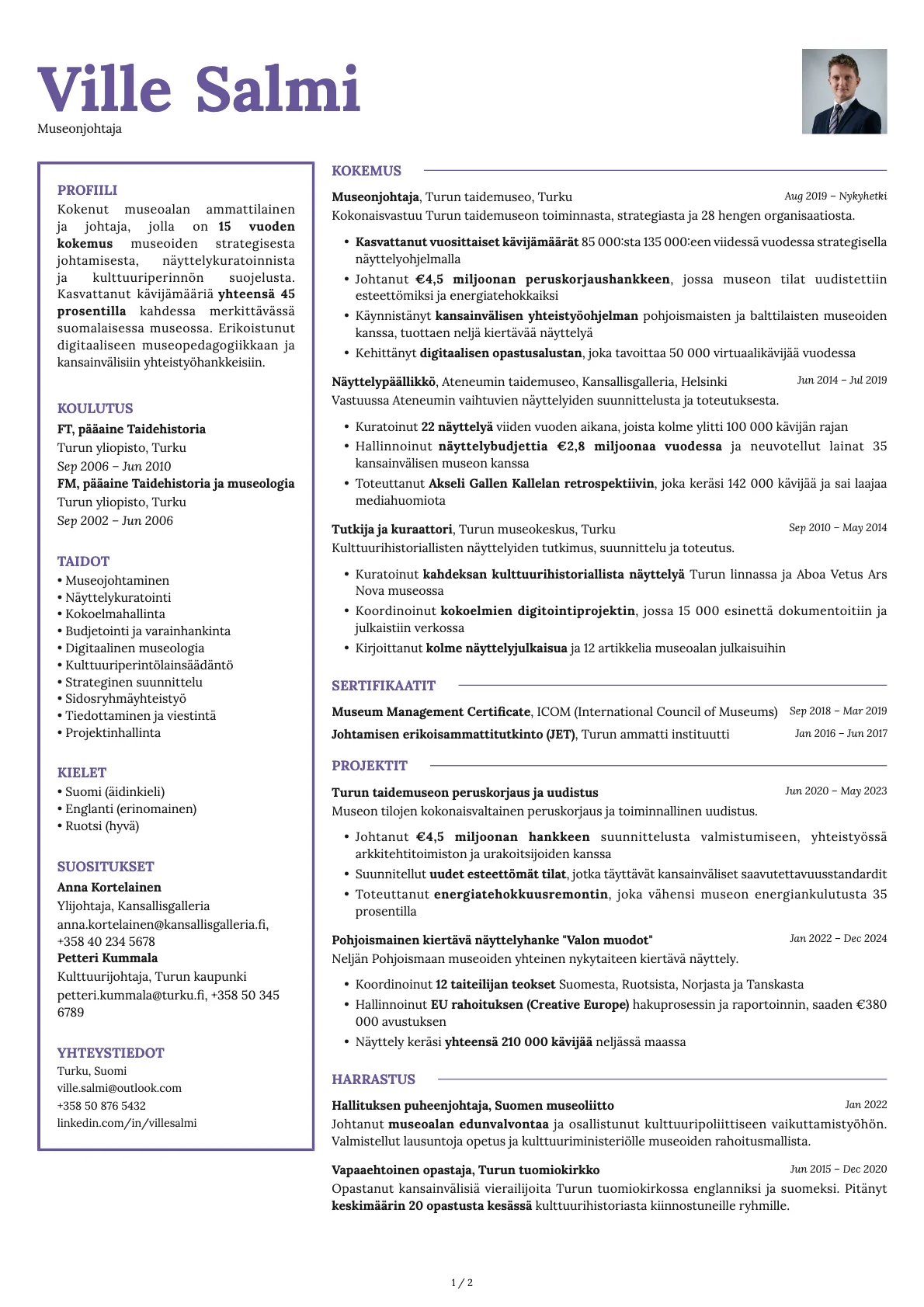 Opal Photo resume template preview