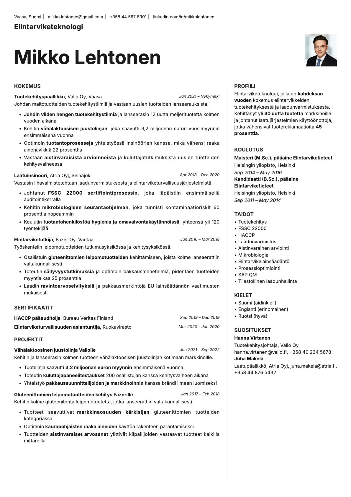 Sapphire Photo resume template preview