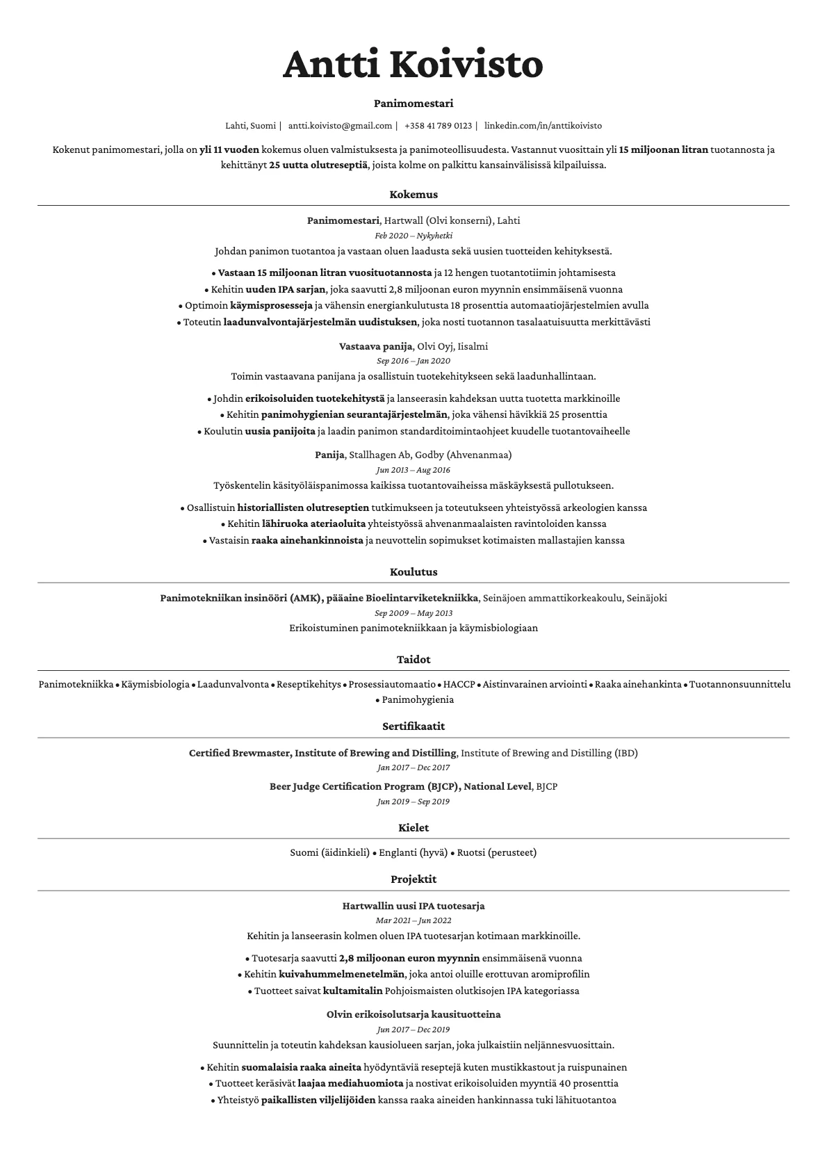Topaz resume template preview