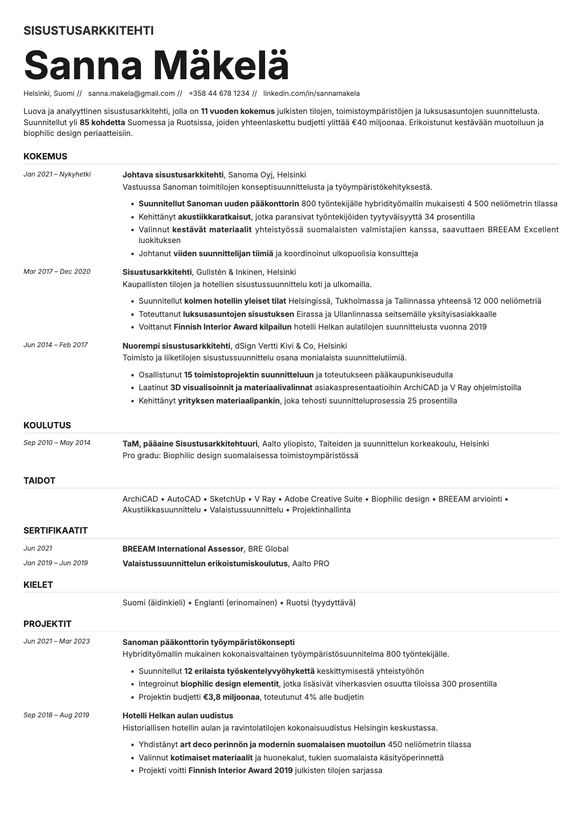 Zinc resume template preview