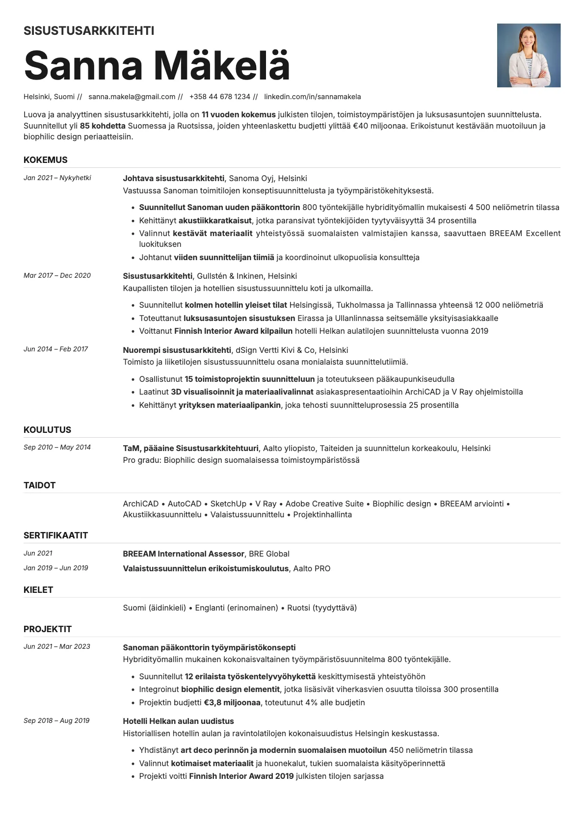 Zinc Photo resume template preview