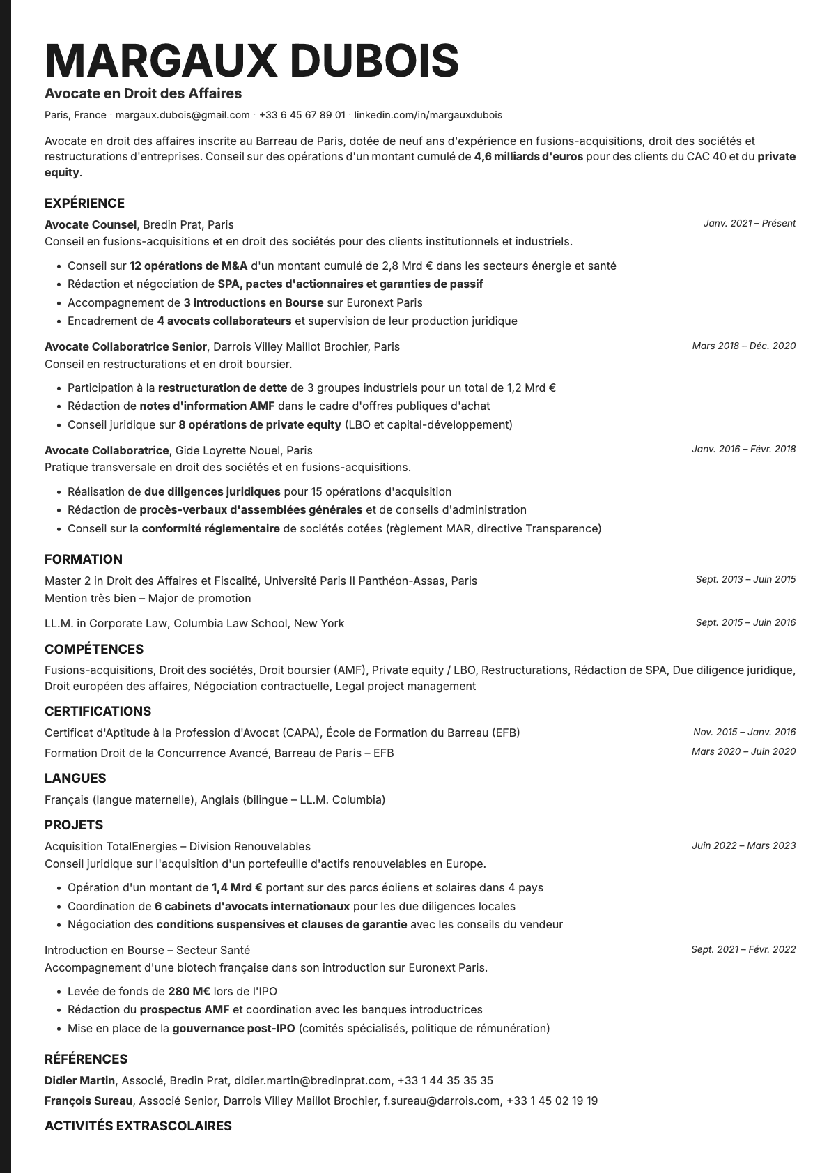 Bold Edge resume template preview