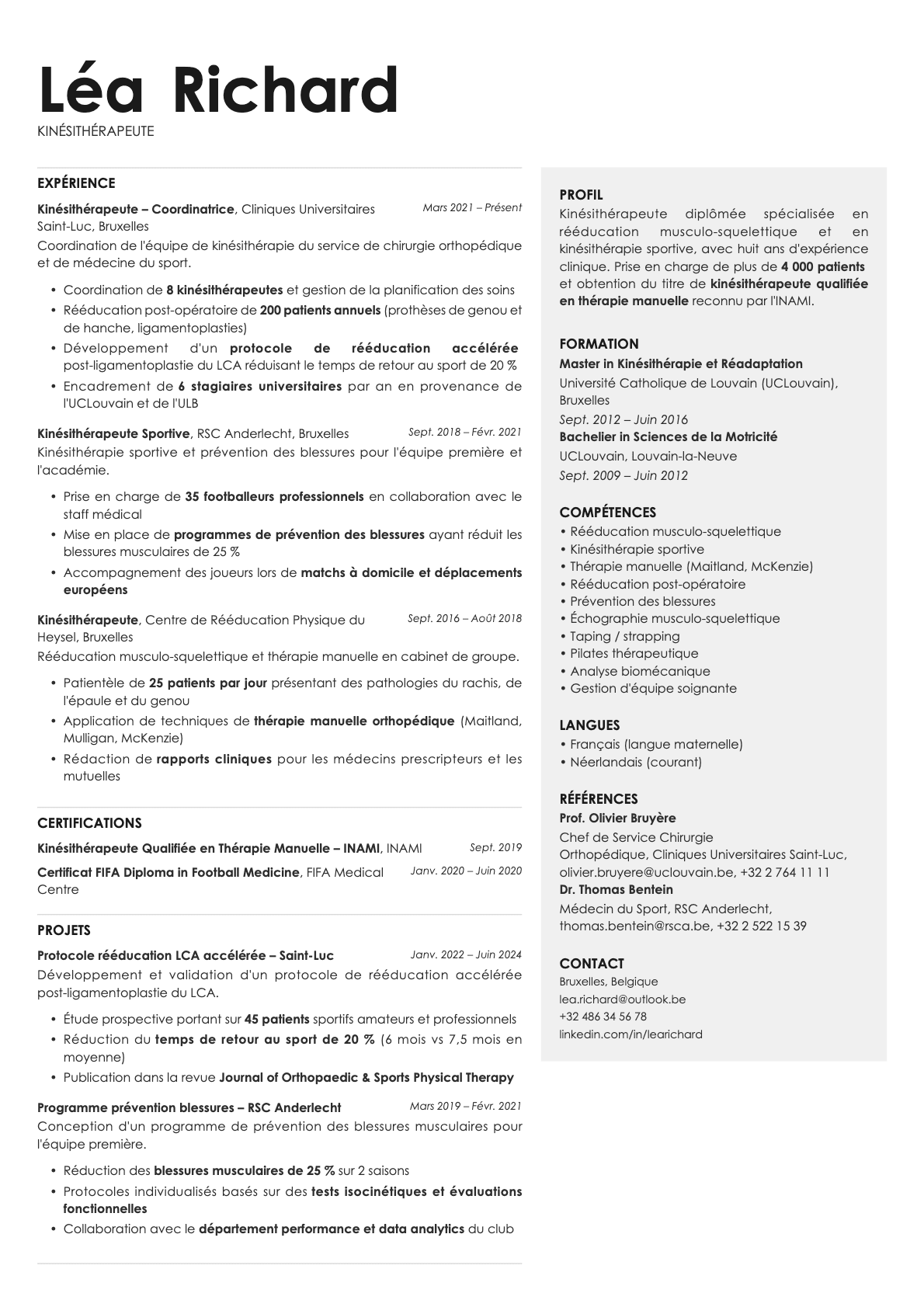 Bronze resume template preview