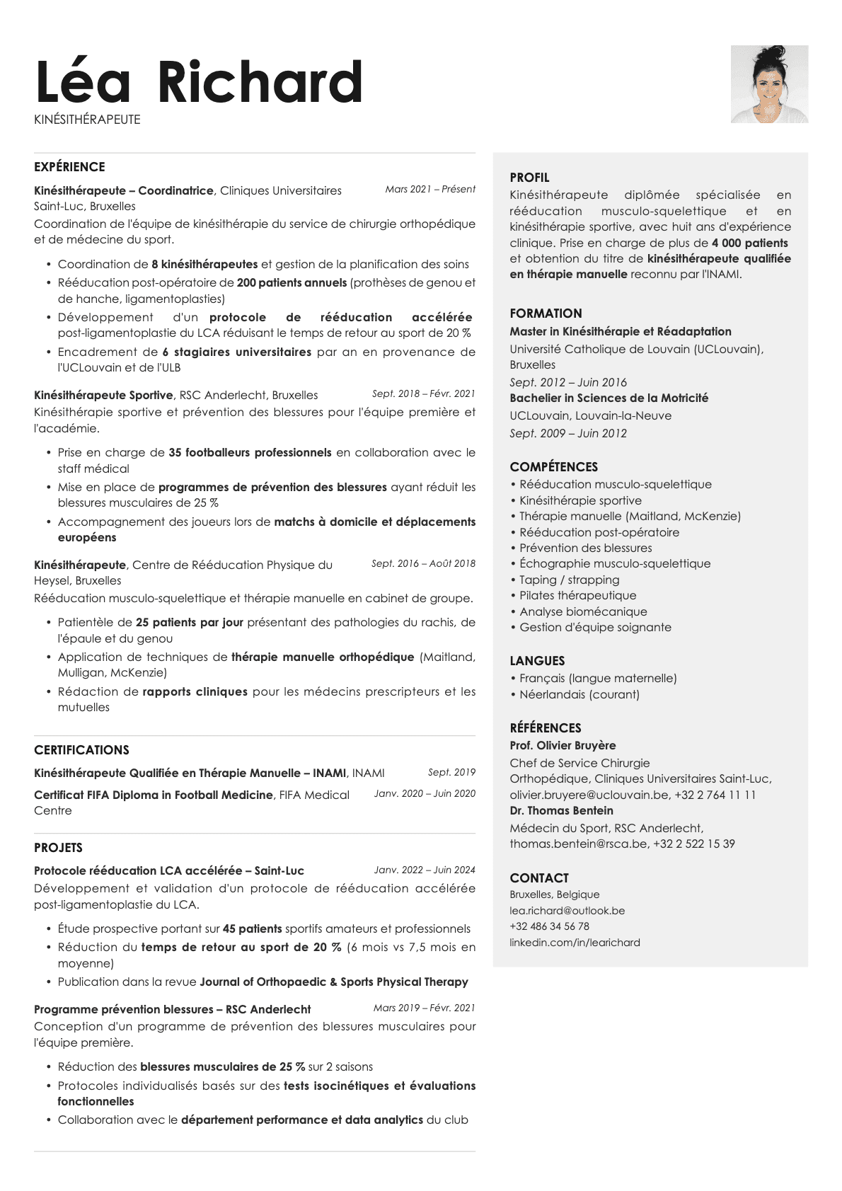 Bronze Photo resume template preview