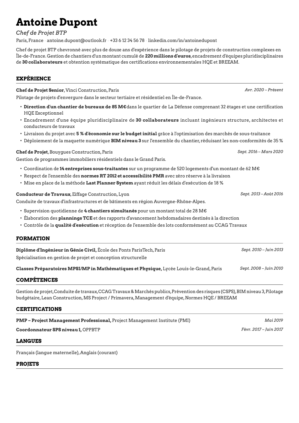 Emerald resume template preview