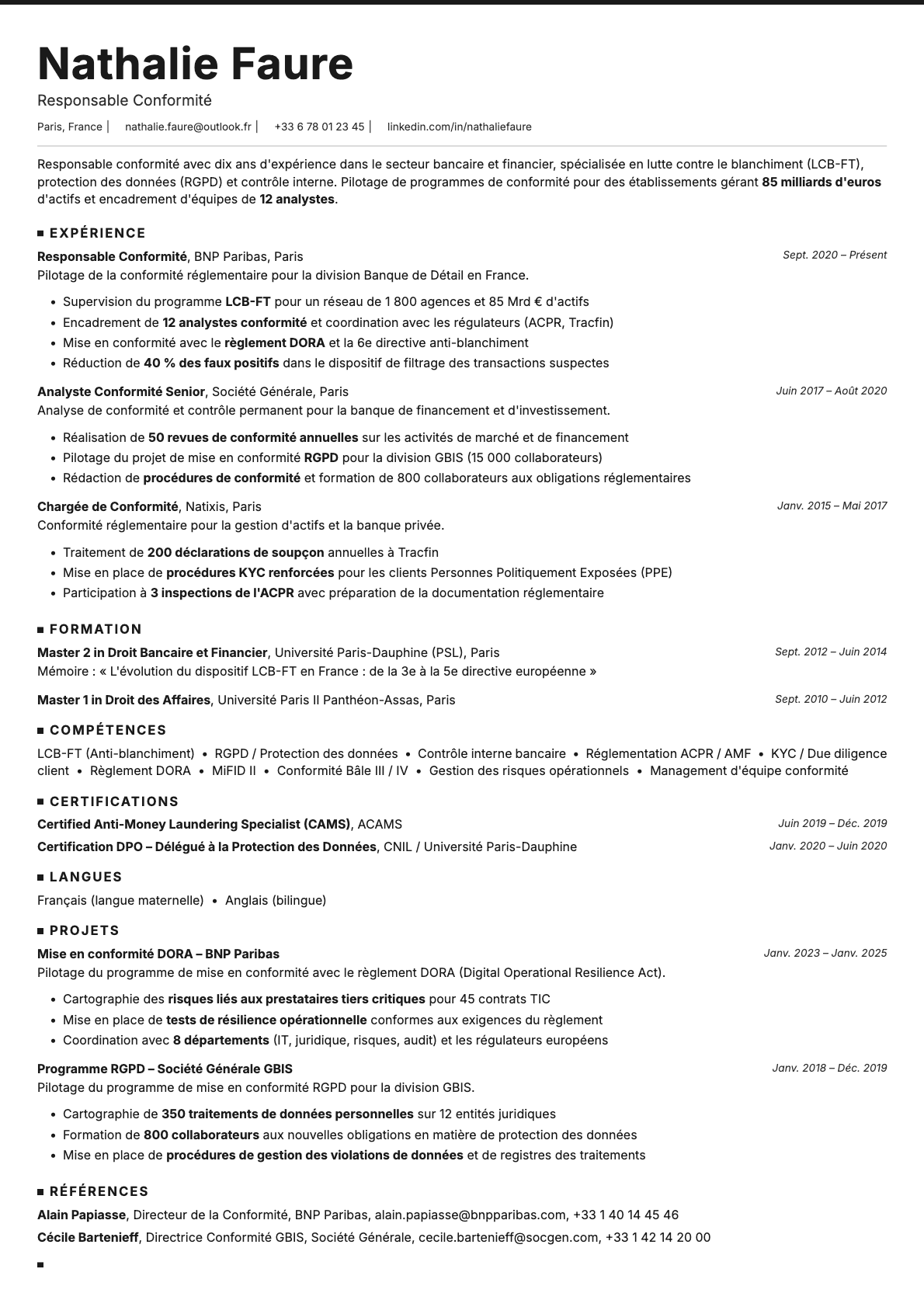 Graphite resume template preview