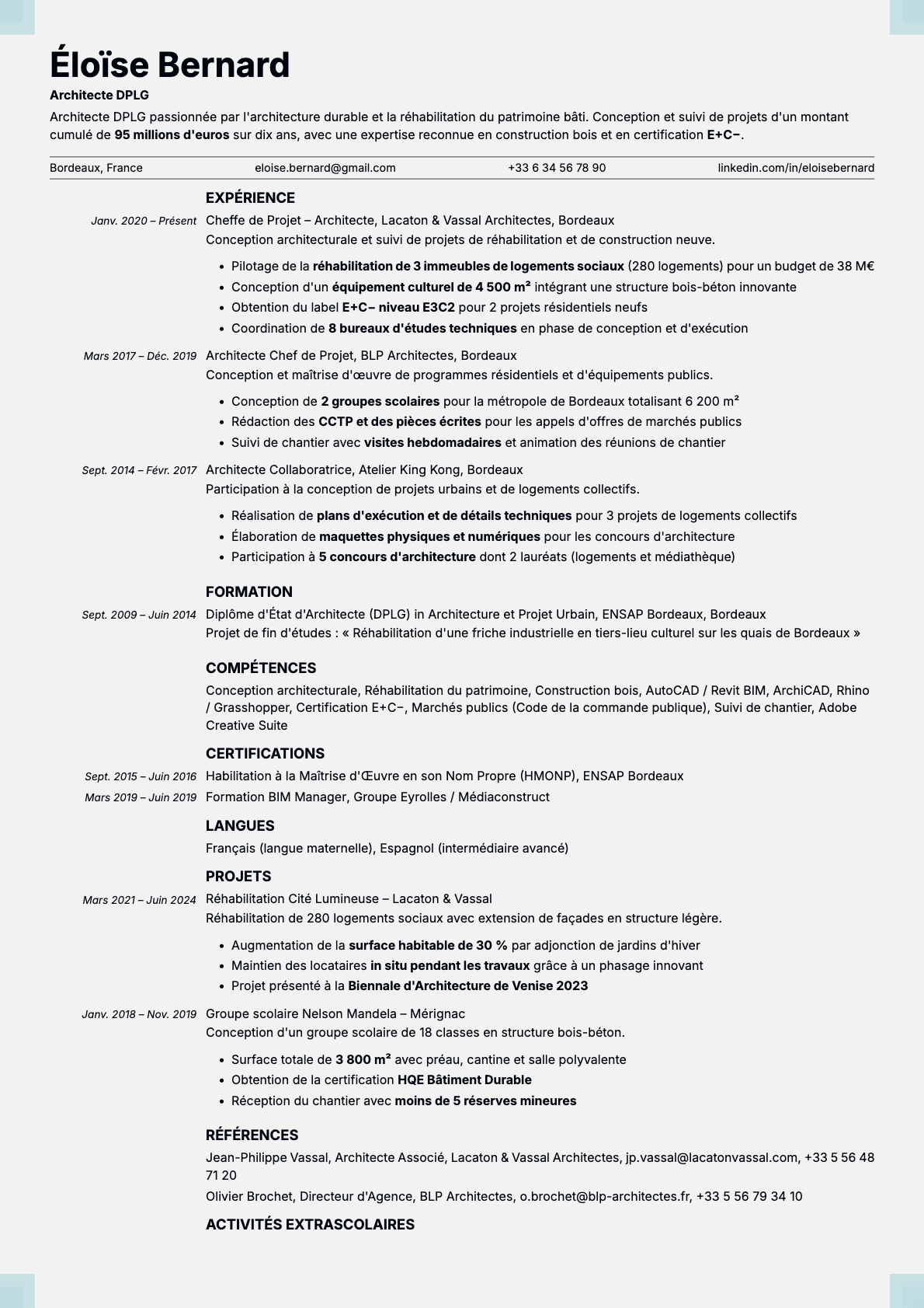 Marble resume template preview