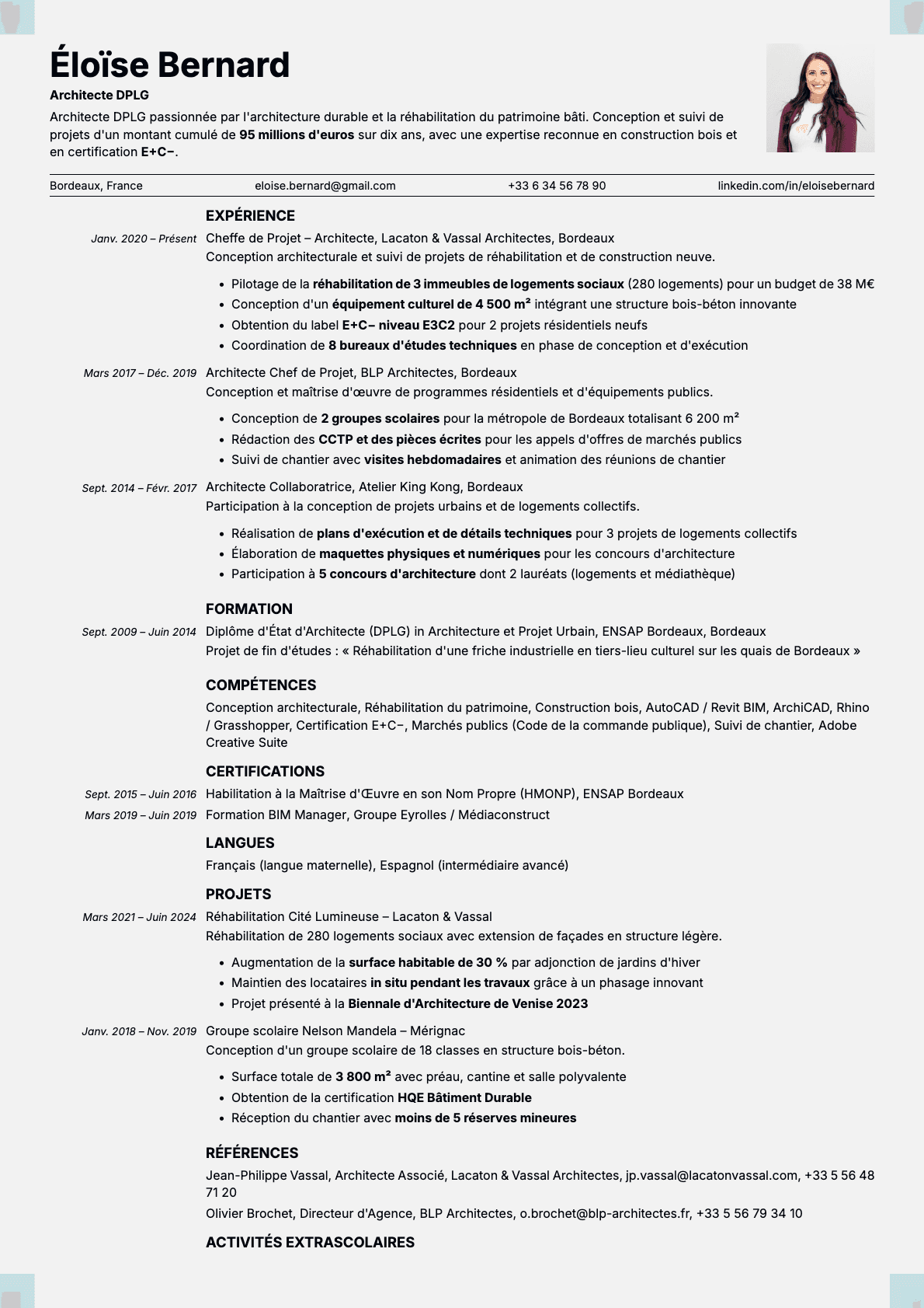 Marble Photo resume template preview