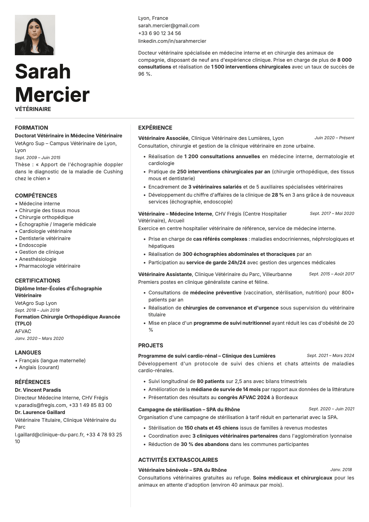 Obsidian Photo resume template preview