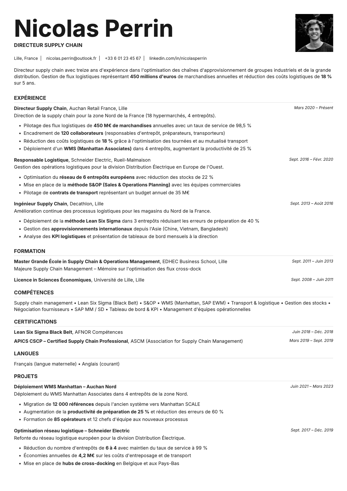 Platinum Photo resume template preview