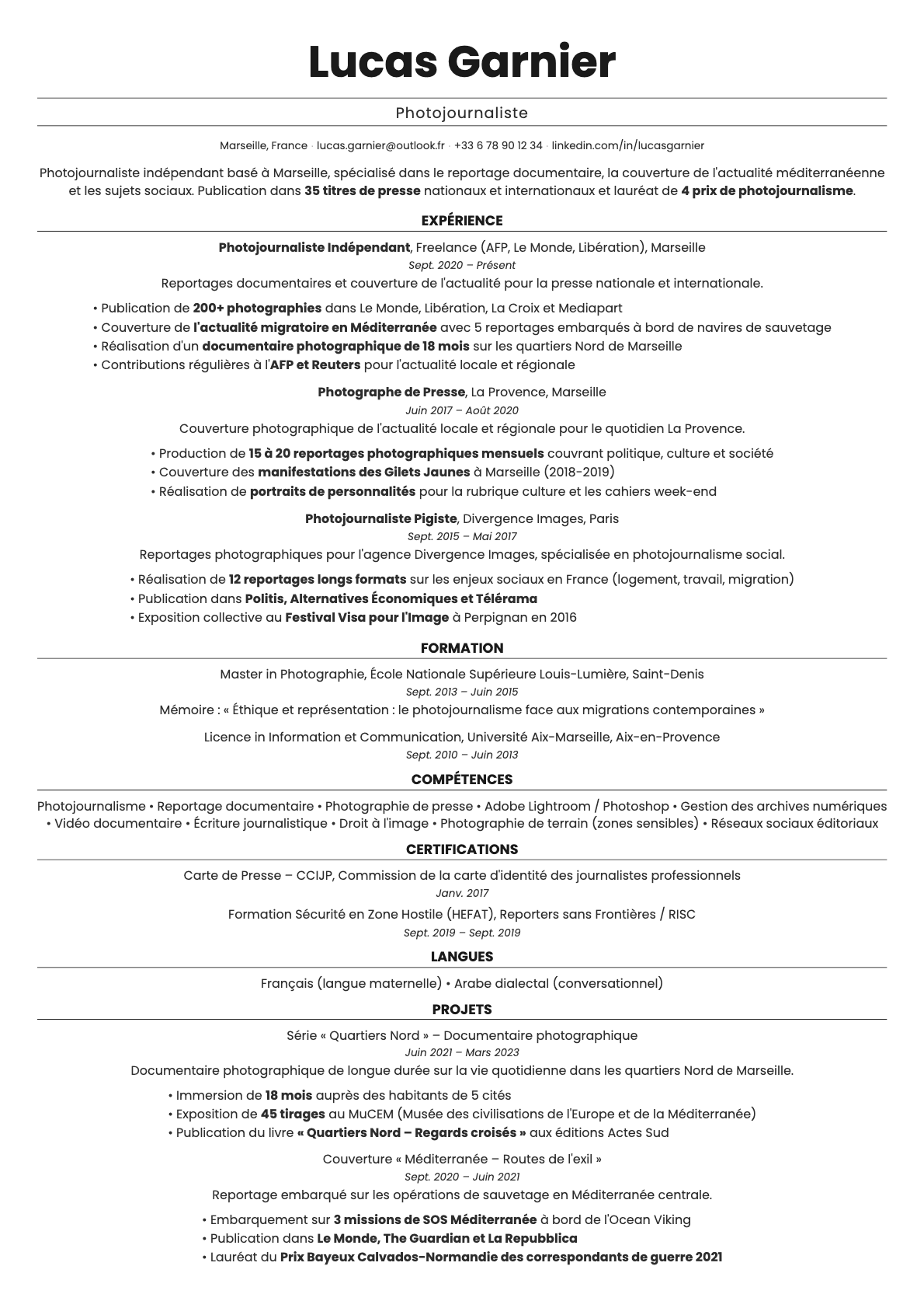 Quartz resume template preview