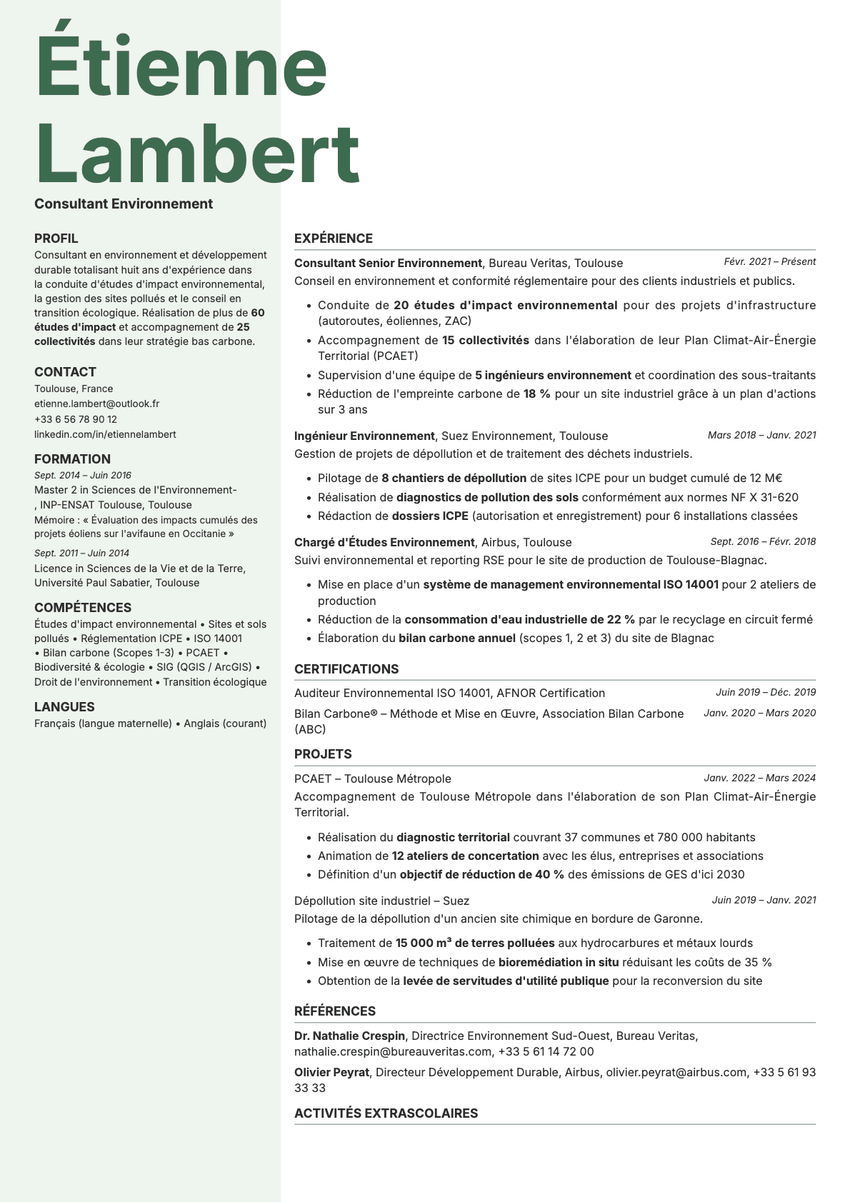 Sage resume template preview