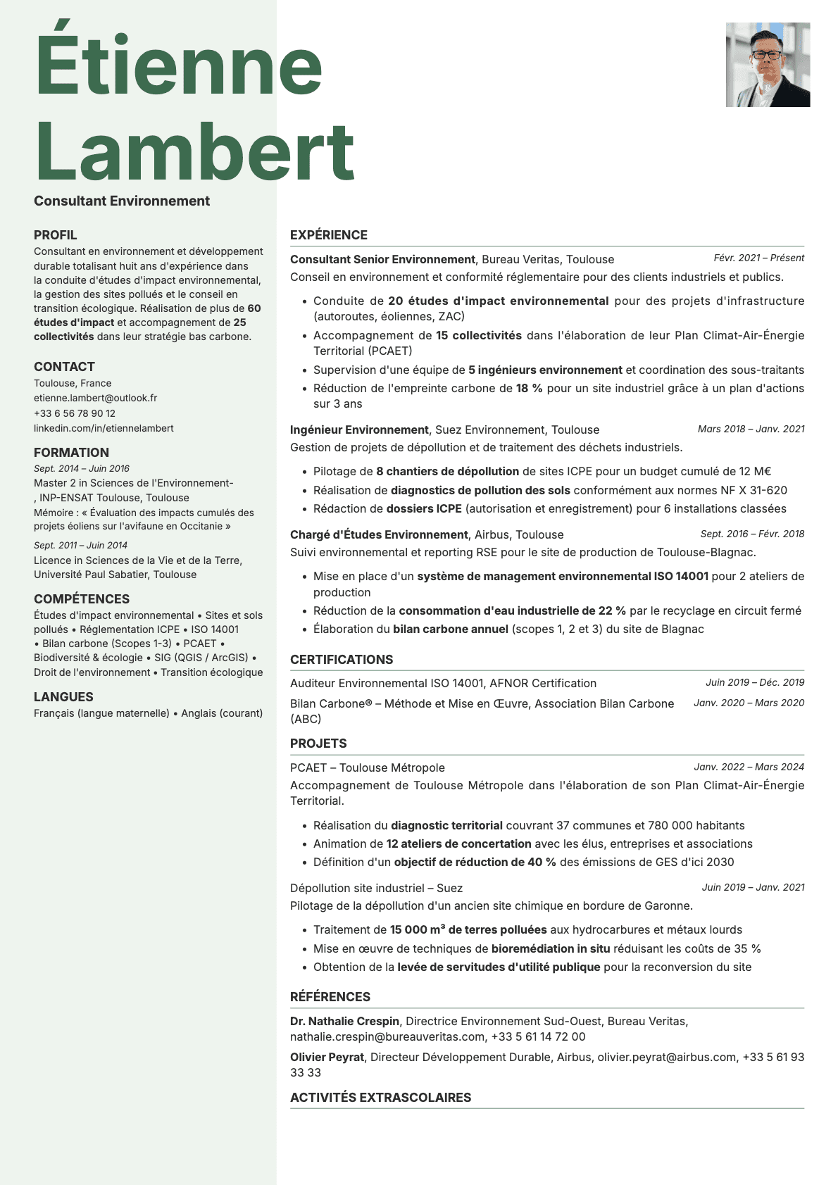 Sage Photo resume template preview