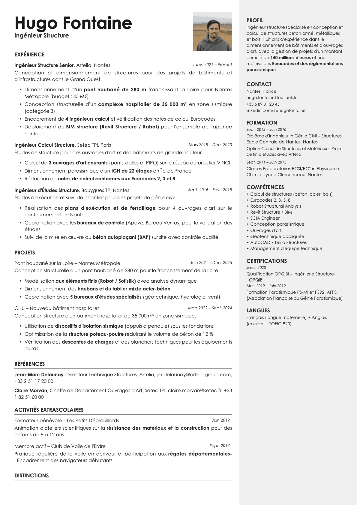 Vanta Photo resume template preview