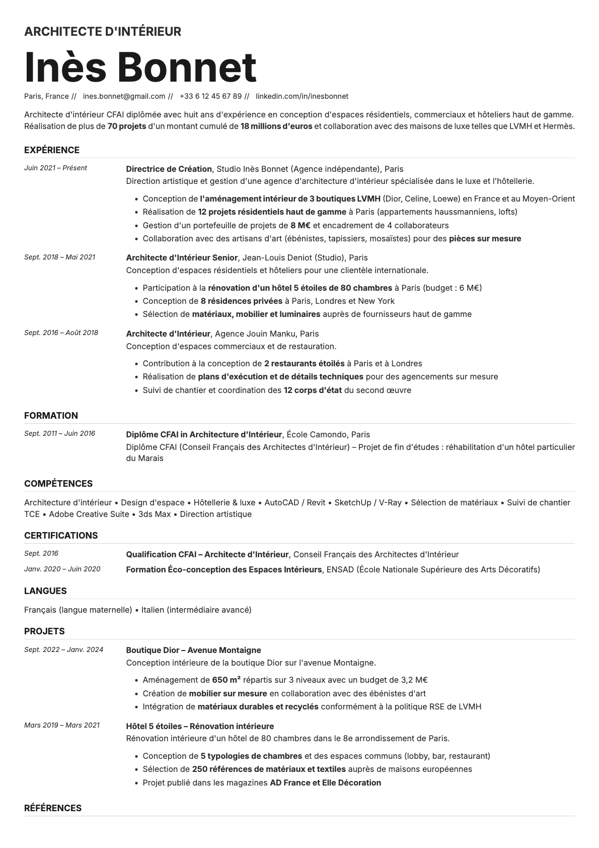 Zinc resume template preview