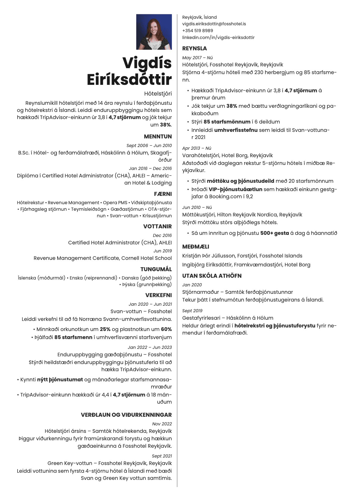 Amber Photo resume template preview