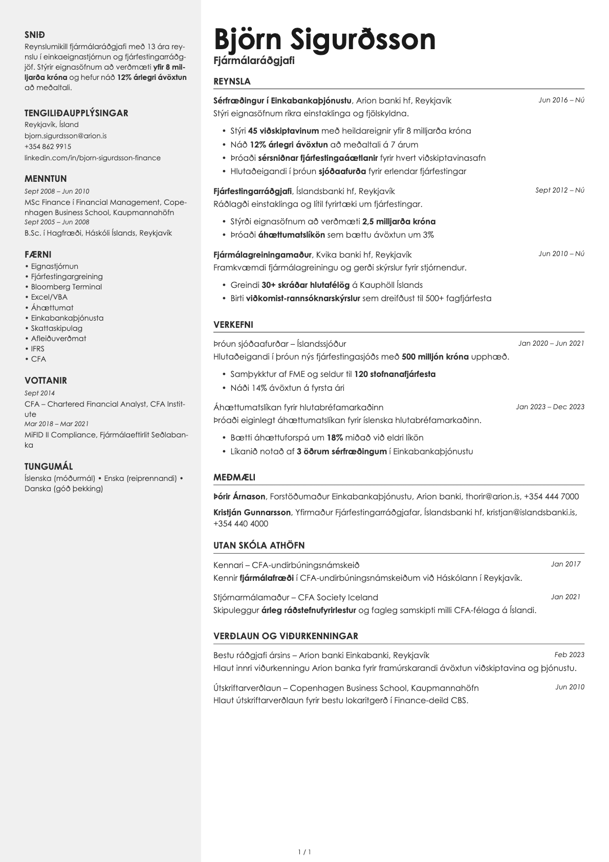 Aurum resume template preview