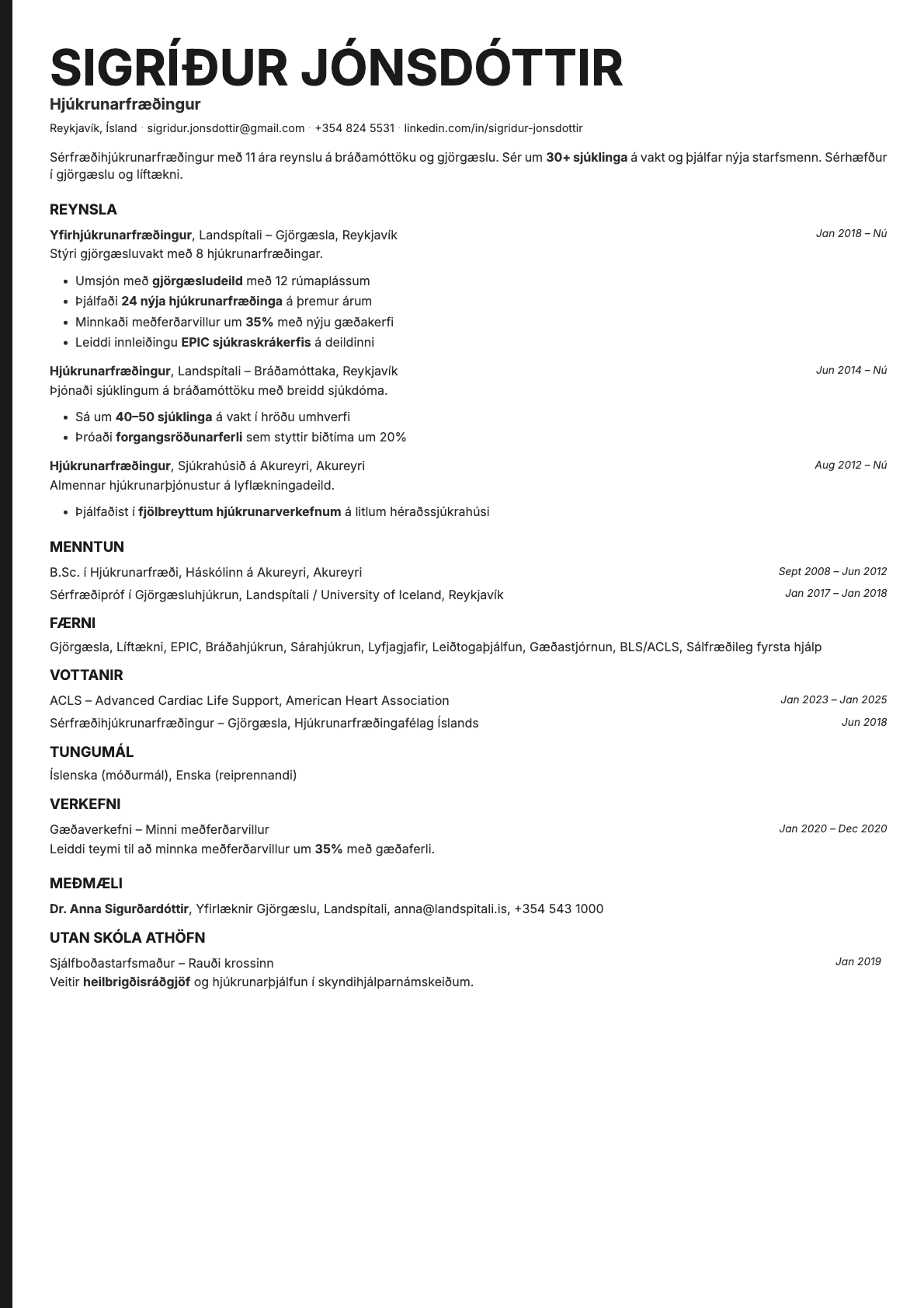 Bold Edge resume template preview