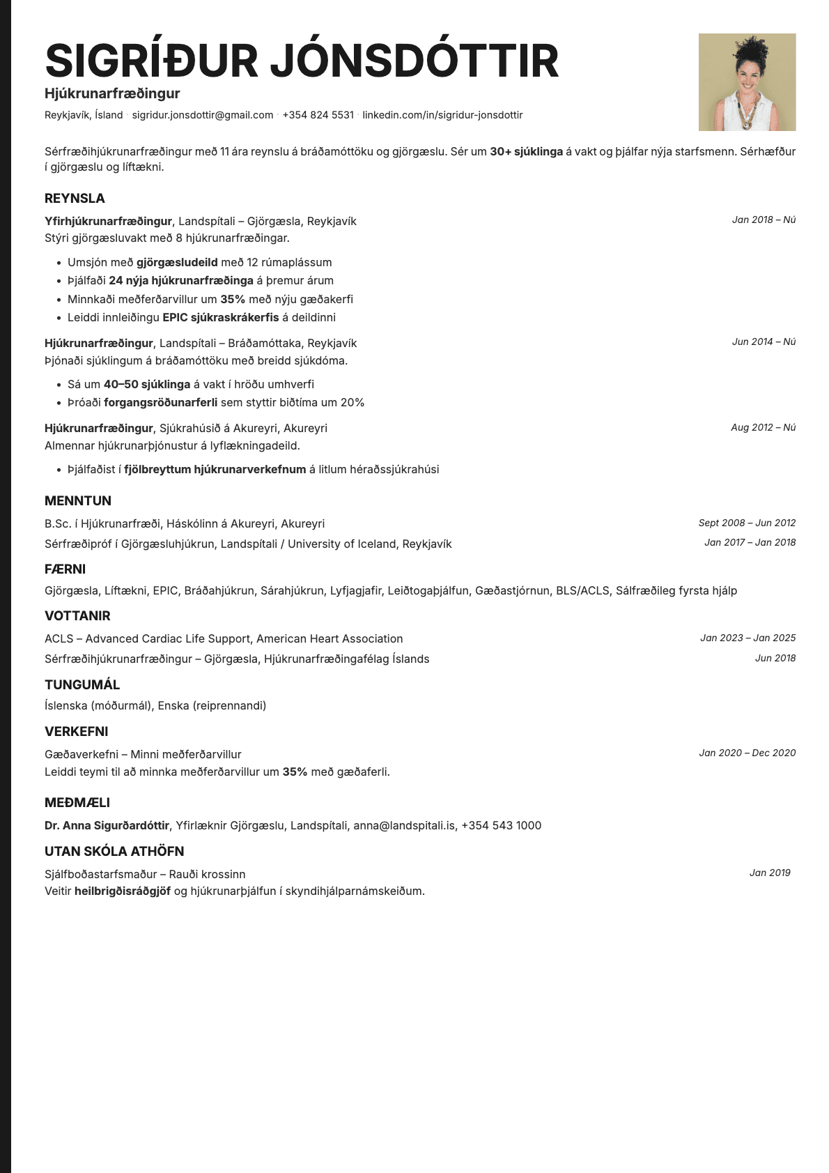 Bold Edge Photo resume template preview