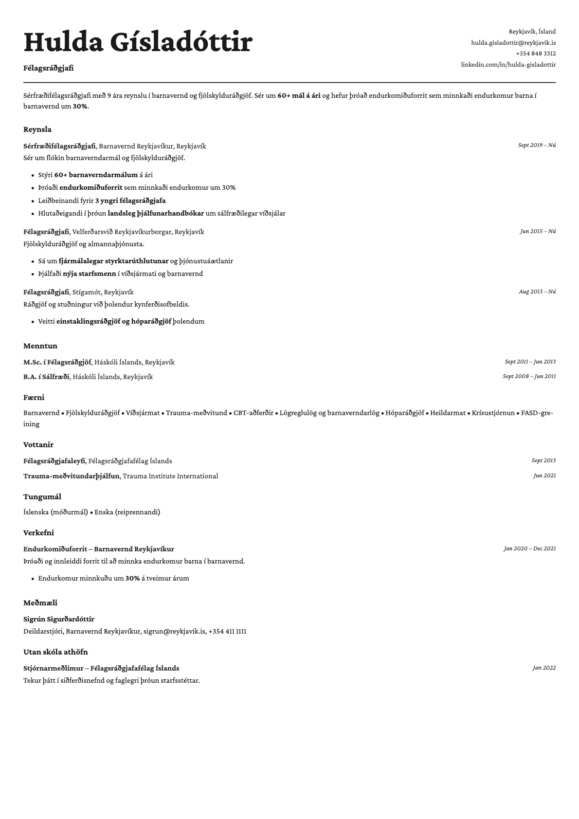 Cobalt resume template preview